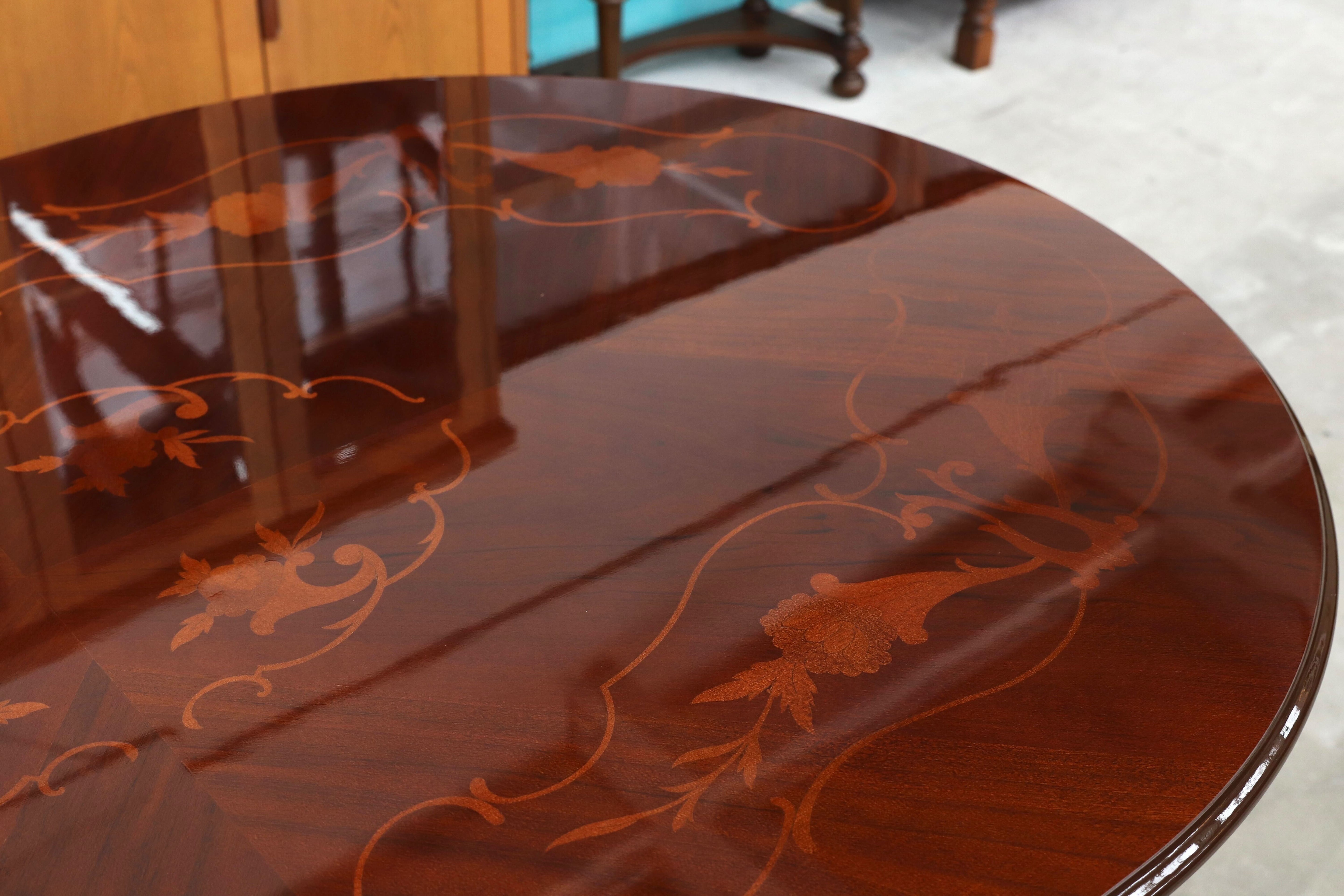 GMIK181○イタリア製 ディノス クラシック ダイニングテーブル 食卓テーブル 象嵌細工 モデルルーム展示品