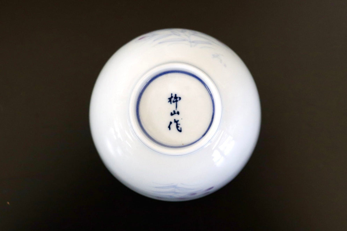 GMJH332AO○有田焼 柳山作 急須茶器揃 急須 湯呑 汲出 仙茶 染付小花柄 和食器 茶器 陶器 在銘 和モダン 5客セット