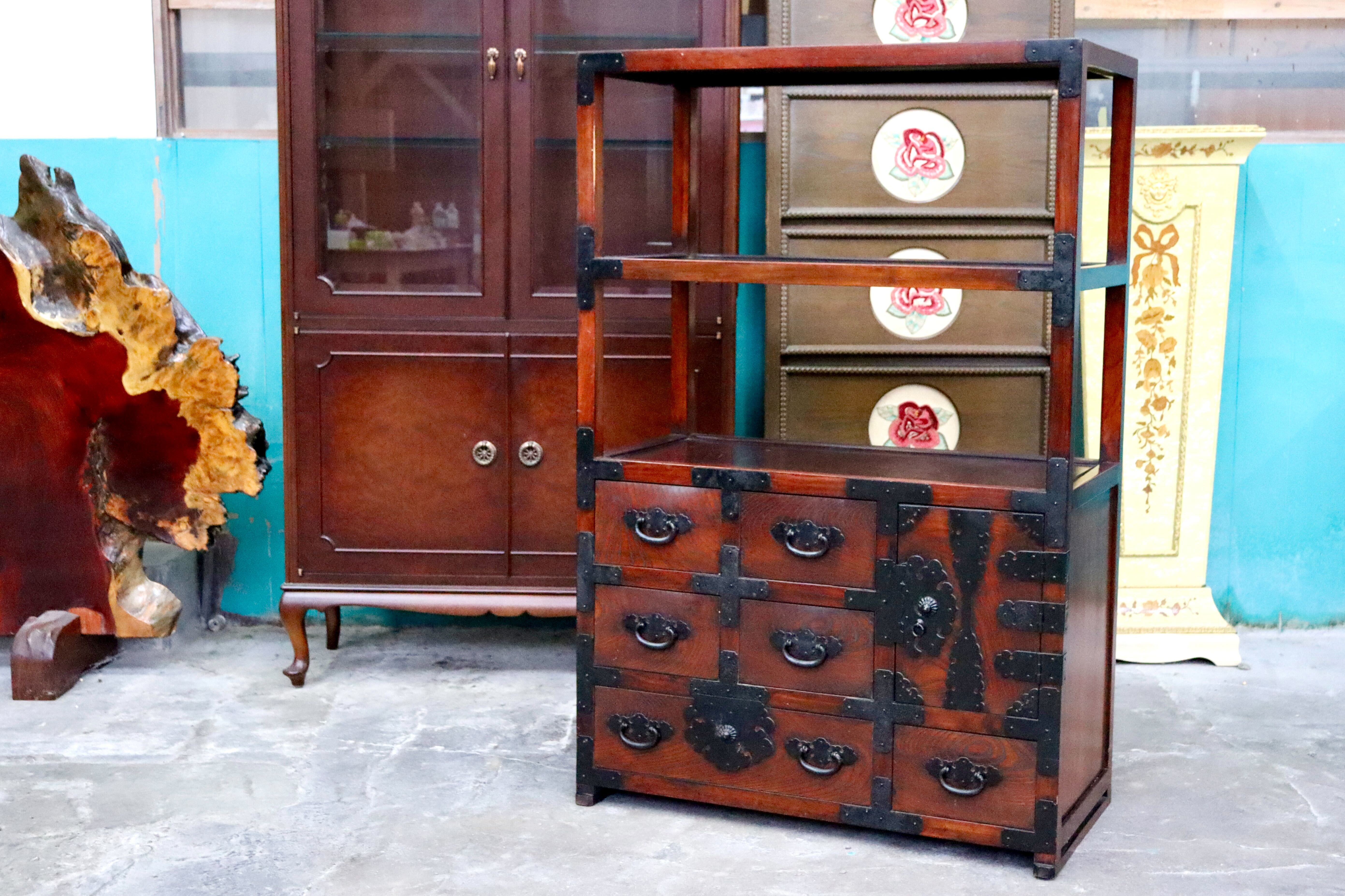 GMIH305○時代箪笥 整理箪笥 チェスト 和箪笥 和家具 飾り棚 棚 ラック 和室 和モダン 古民家 昭和 レトロ アンティーク