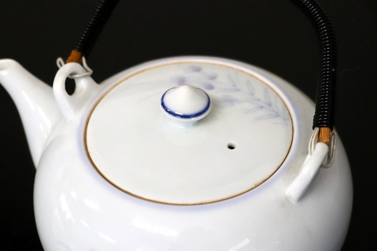 GMJH332AO○有田焼 柳山作 急須茶器揃 急須 湯呑 汲出 仙茶 染付小花柄 和食器 茶器 陶器 在銘 和モダン 5客セット
