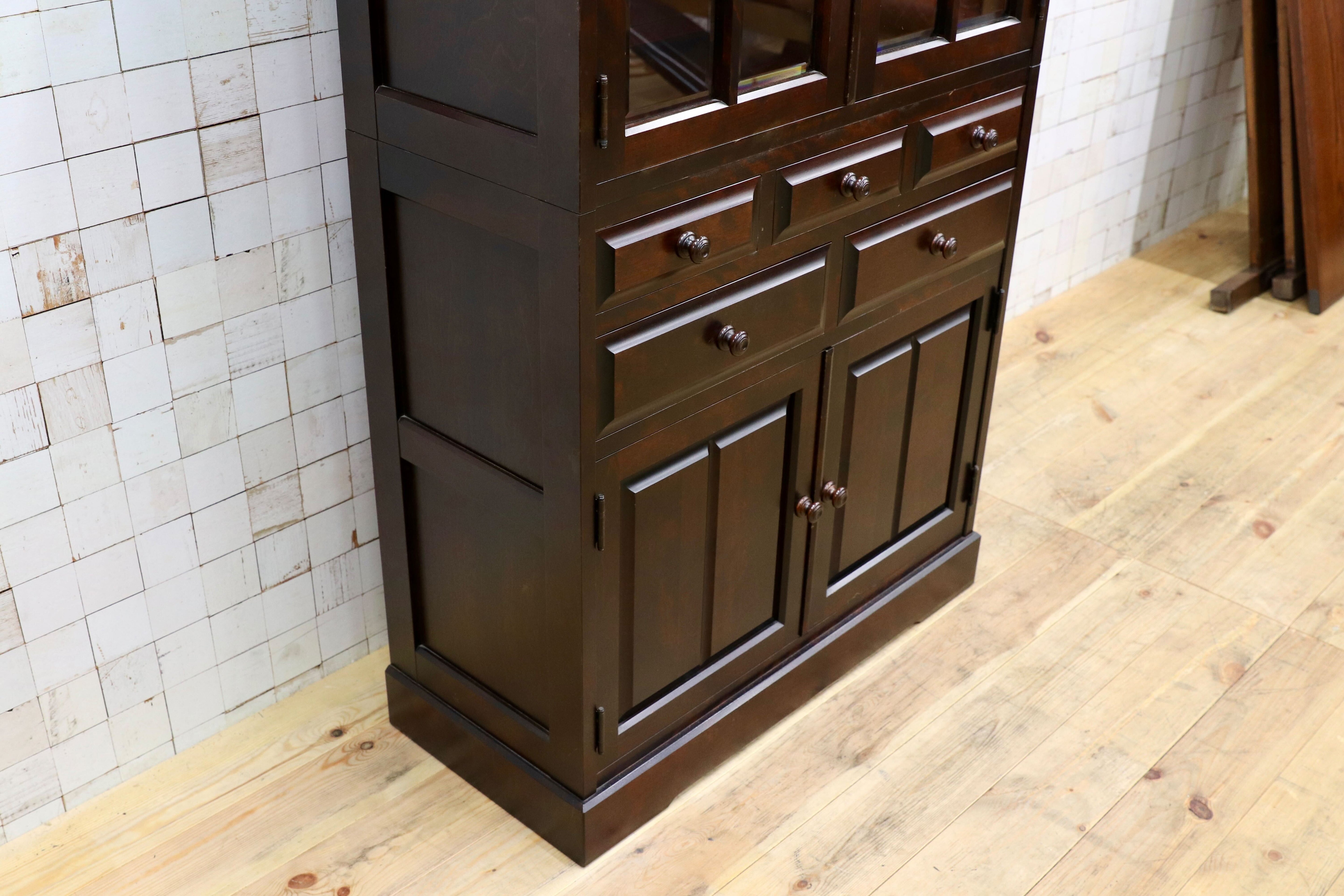 GMIS321○北海道民芸家具 食器棚 飾り棚 キャビネット 水屋棚 キッチンボード 飛騨産業 和モダン 和家具 レトロ