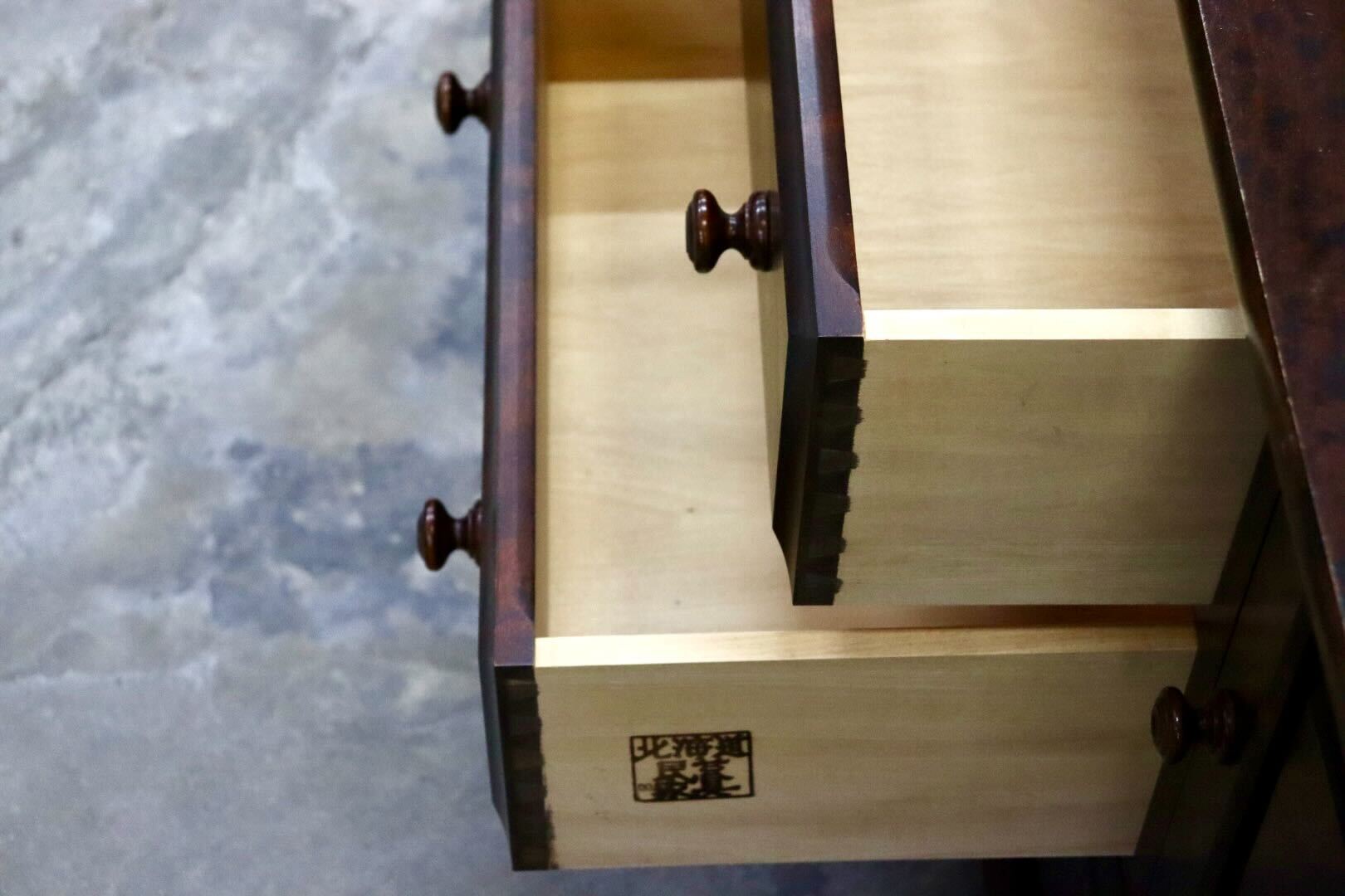 GMHH449B○北海道民芸家具 ドレッサー 鏡台 化粧台 ミラー チェスト 収納家具 樺材 無垢 和家具 和モダン 古民家 レトロ アンティーク