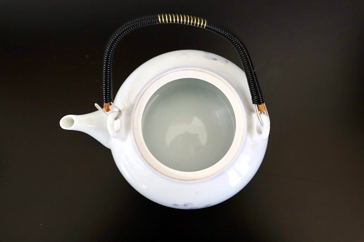 GMJH332AO○有田焼 柳山作 急須茶器揃 急須 湯呑 汲出 仙茶 染付小花柄 和食器 茶器 陶器 在銘 和モダン 5客セット