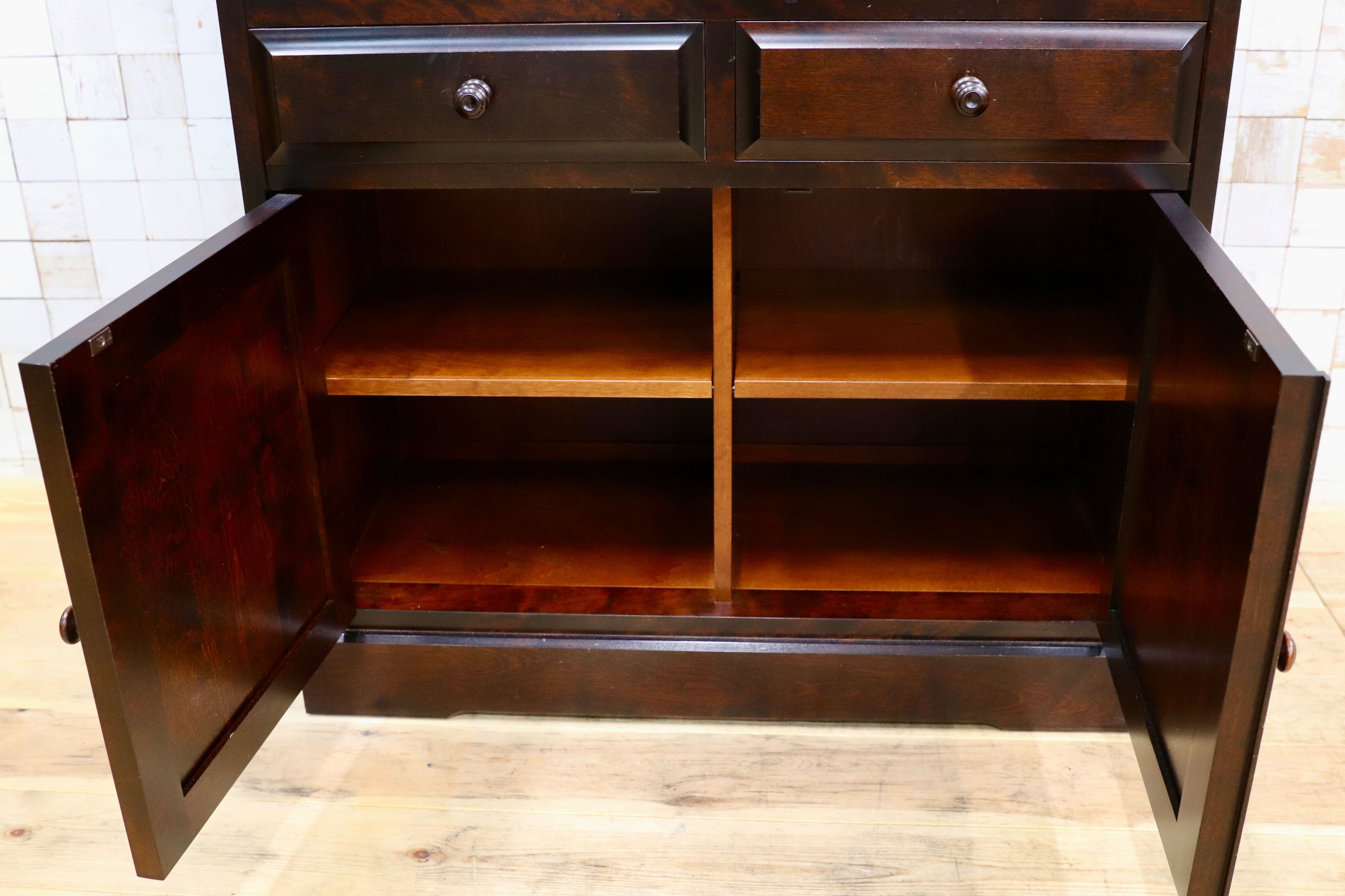 GMIS321○北海道民芸家具 食器棚 飾り棚 キャビネット 水屋棚 キッチンボード 飛騨産業 和モダン 和家具 レトロ