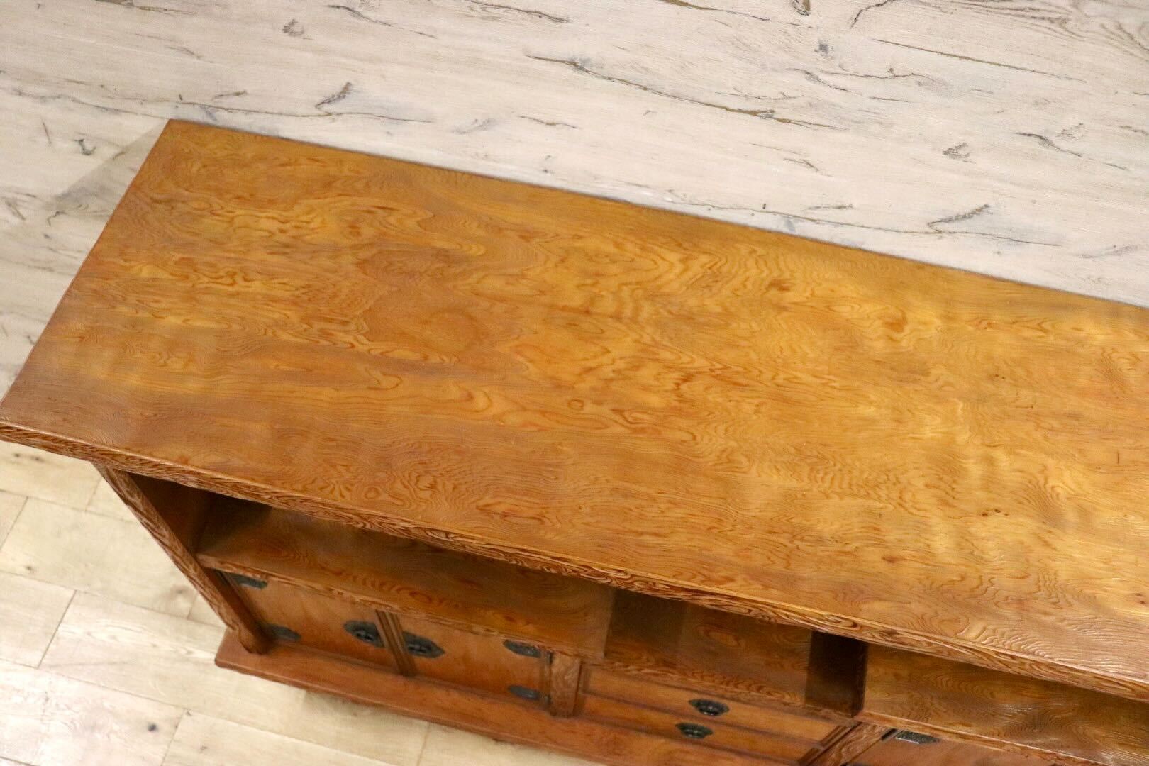 GMIH276○世界遺産屋久杉 茶棚 サイドボード リビングボード 飾り棚 キャビネット 和家具 和室 座敷 古民家 レトロ 茶箪笥