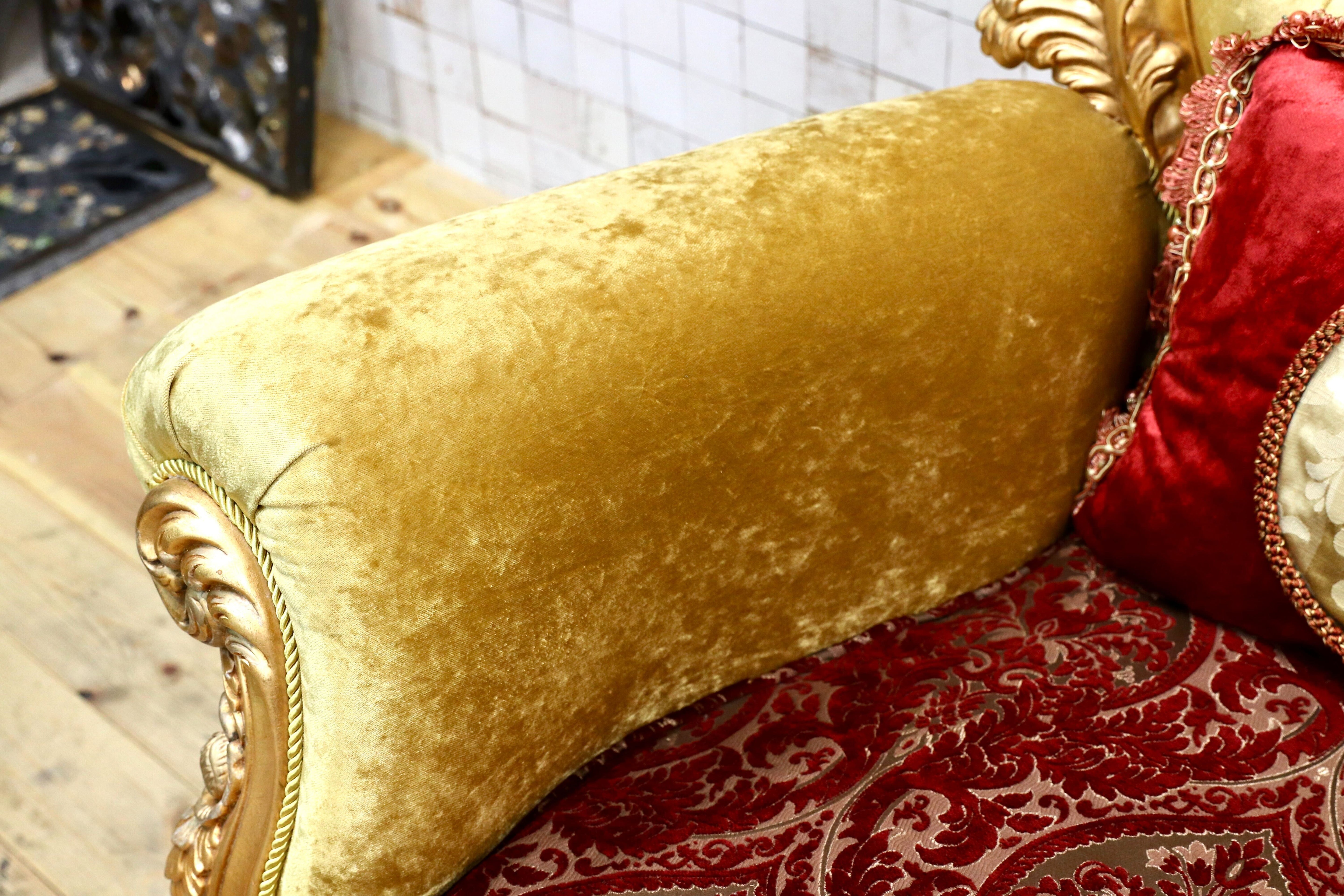 GMIS310A○18世紀 イギリス クラシックスタイル シングルソファ ロココ調 スワロフスキー 最高級 ゴールド エレガント 展示品