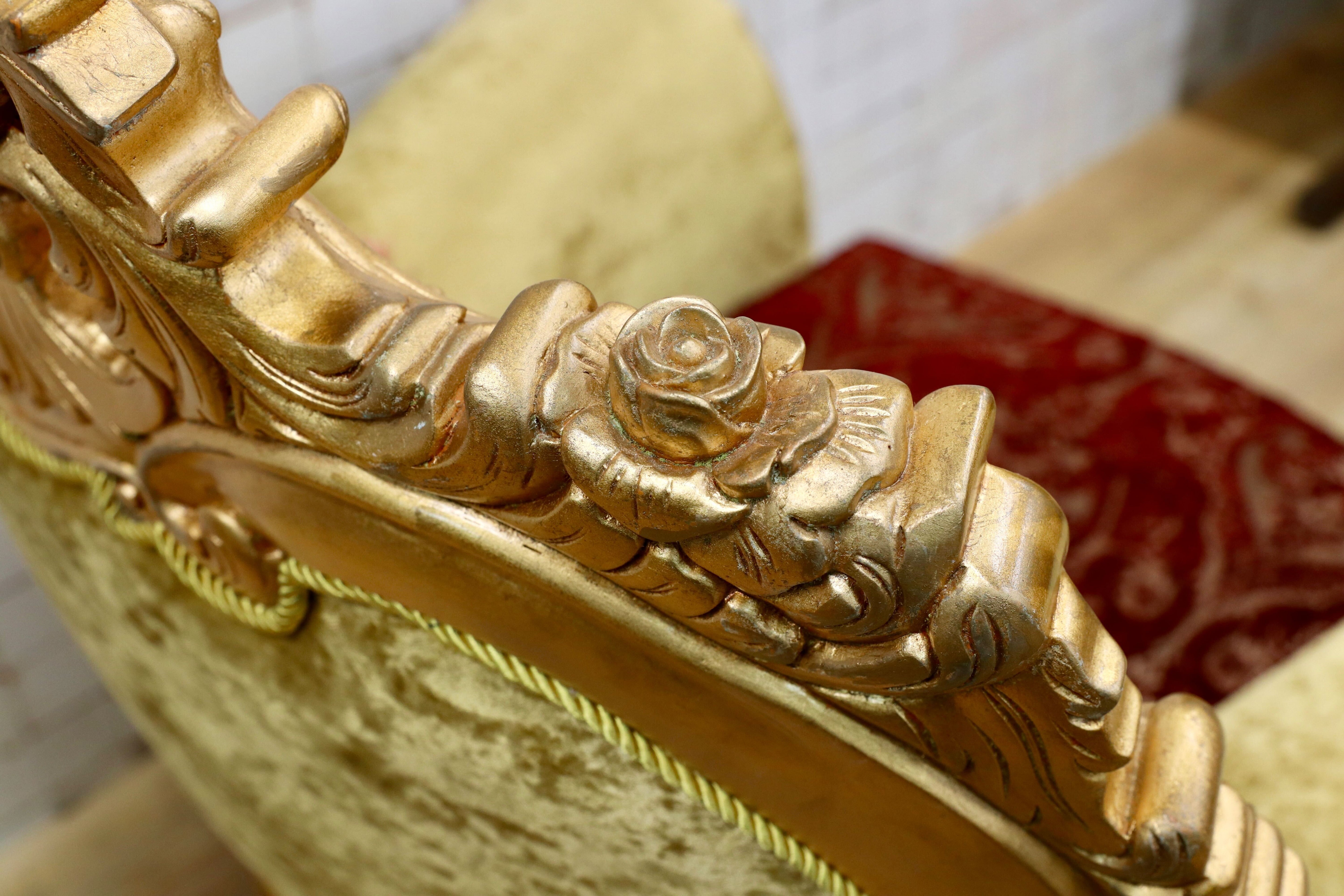 GMIS310A○18世紀 イギリス クラシックスタイル シングルソファ ロココ調 スワロフスキー 最高級 ゴールド エレガント 展示品