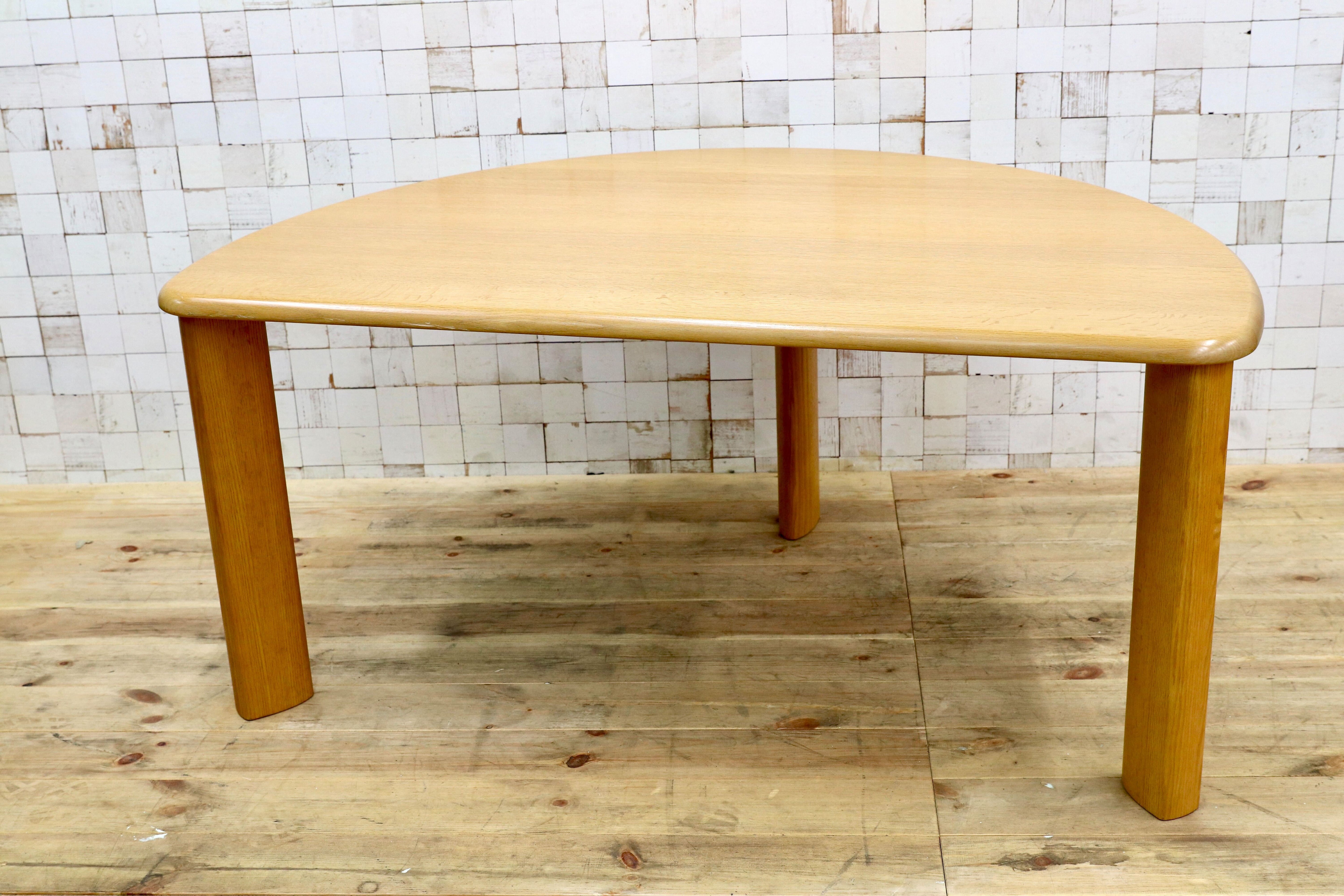 GMIS322○シラカワ / shirakawa オーク無垢材 ナチュラル 半円型 ダイニングテーブル 食卓テーブル デスク 飛騨家具