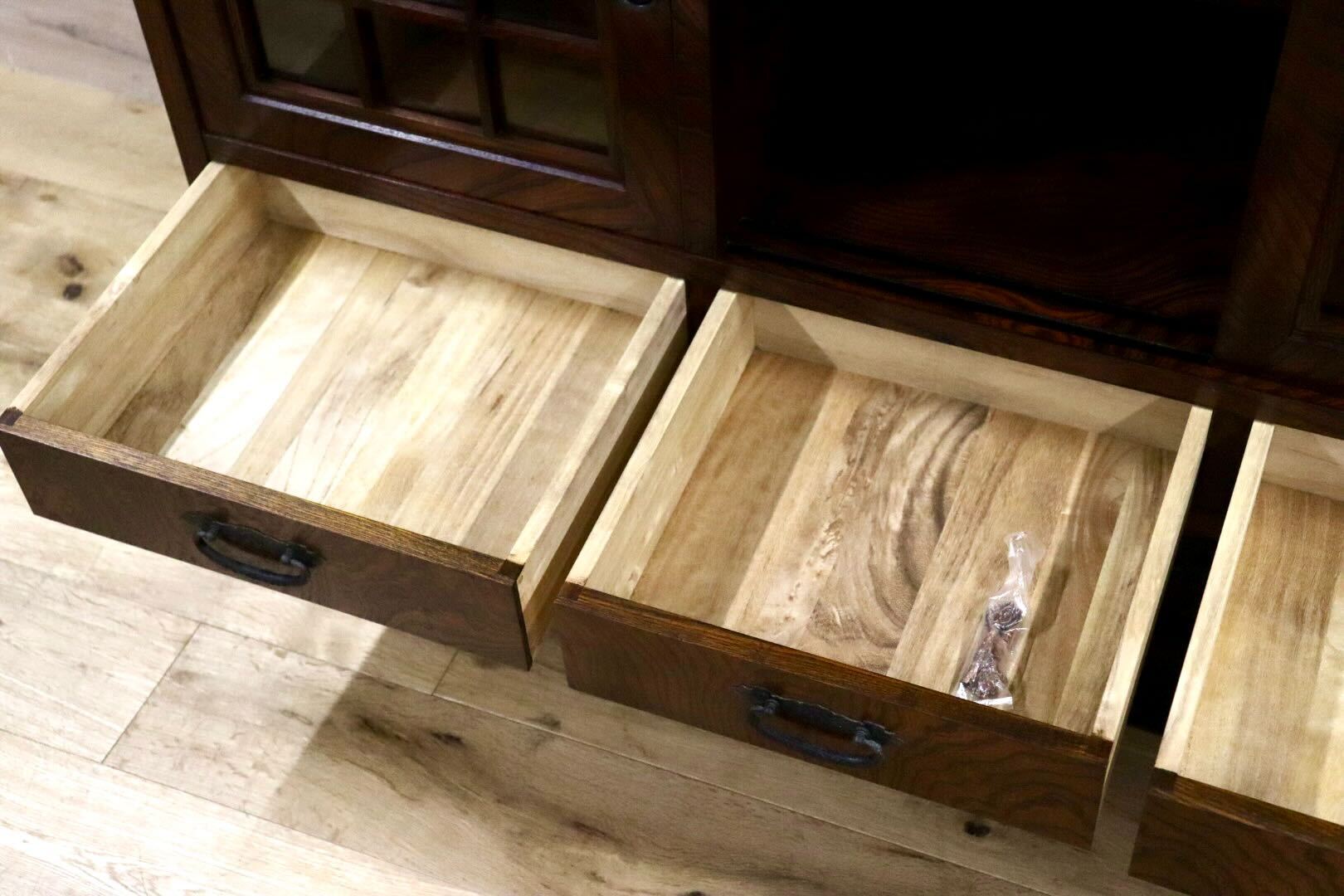 GMIH286○和モダン 欅材 サイドボード キャビネット 飾り棚 時代箪笥 リビング収納 レトロ アンティーク 和室 古民家 美品