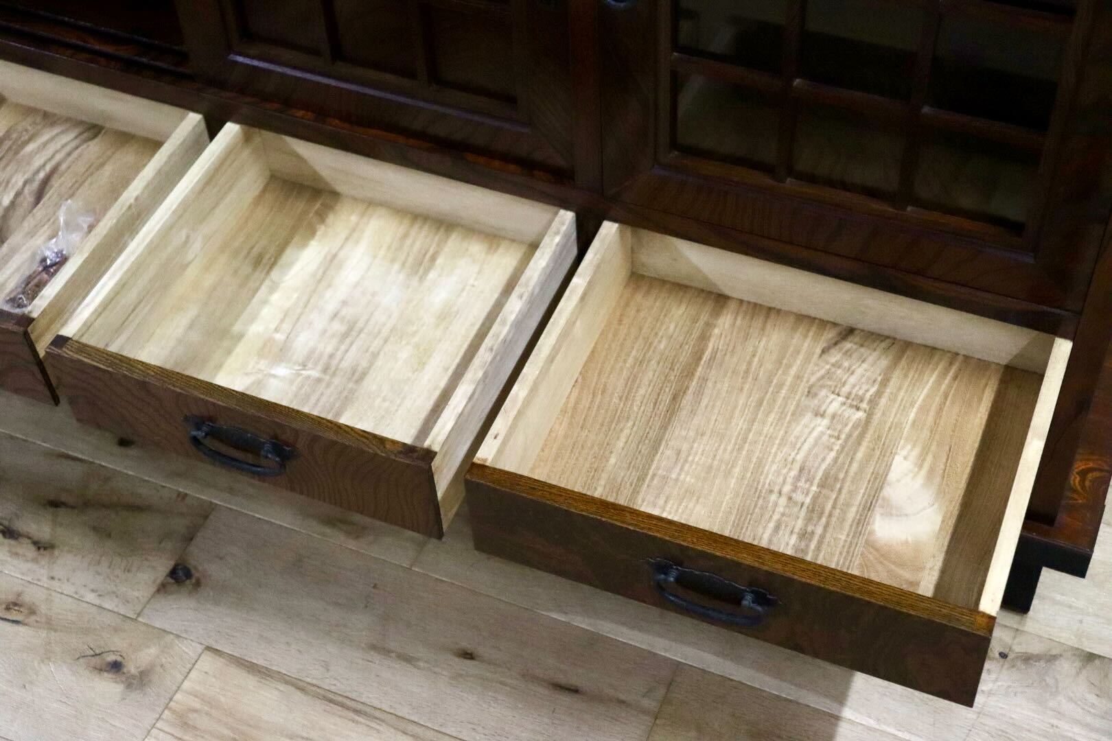 GMIH286○和モダン 欅材 サイドボード キャビネット 飾り棚 時代箪笥 リビング収納 レトロ アンティーク 和室 古民家 美品