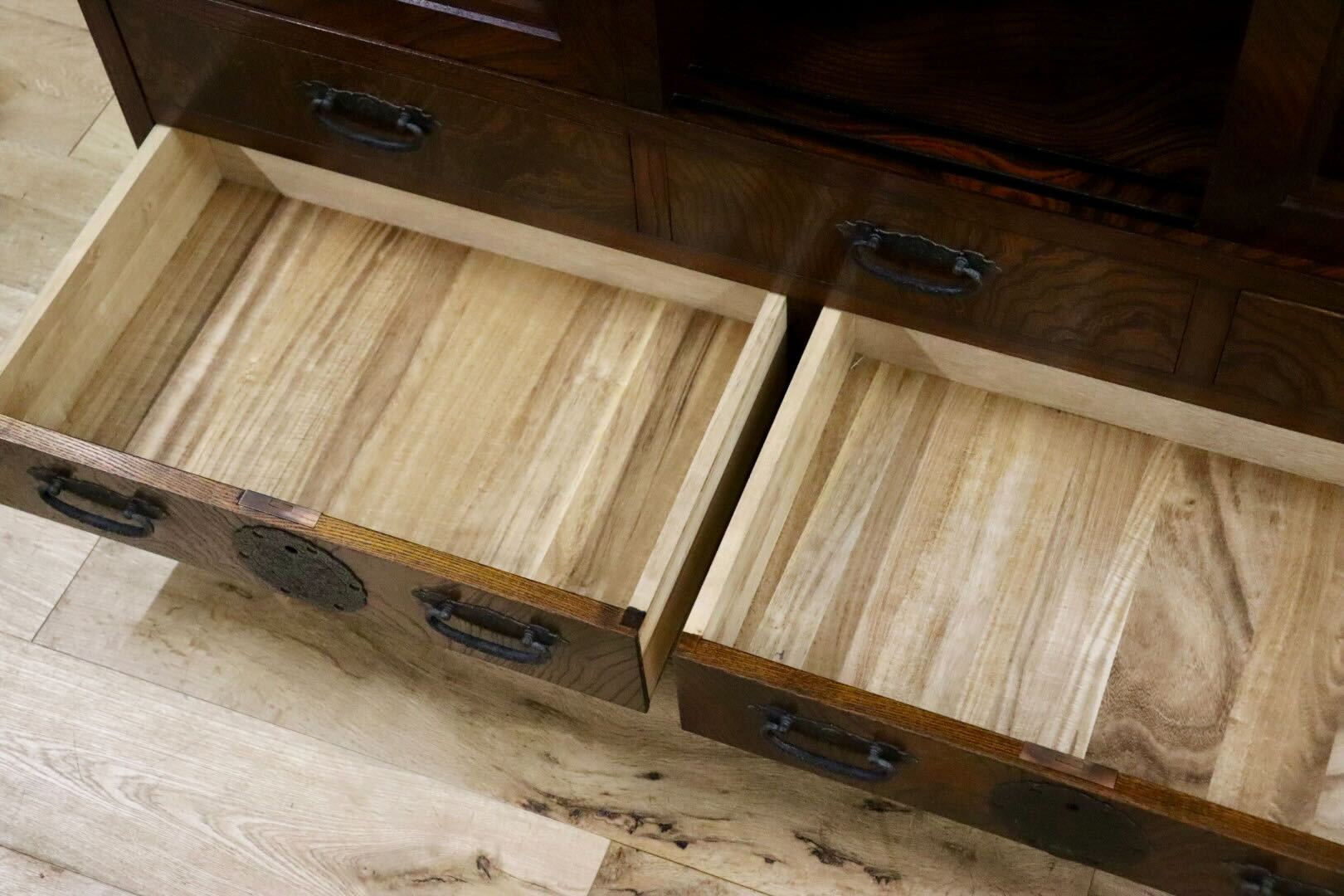 GMIH286○和モダン 欅材 サイドボード キャビネット 飾り棚 時代箪笥 リビング収納 レトロ アンティーク 和室 古民家 美品