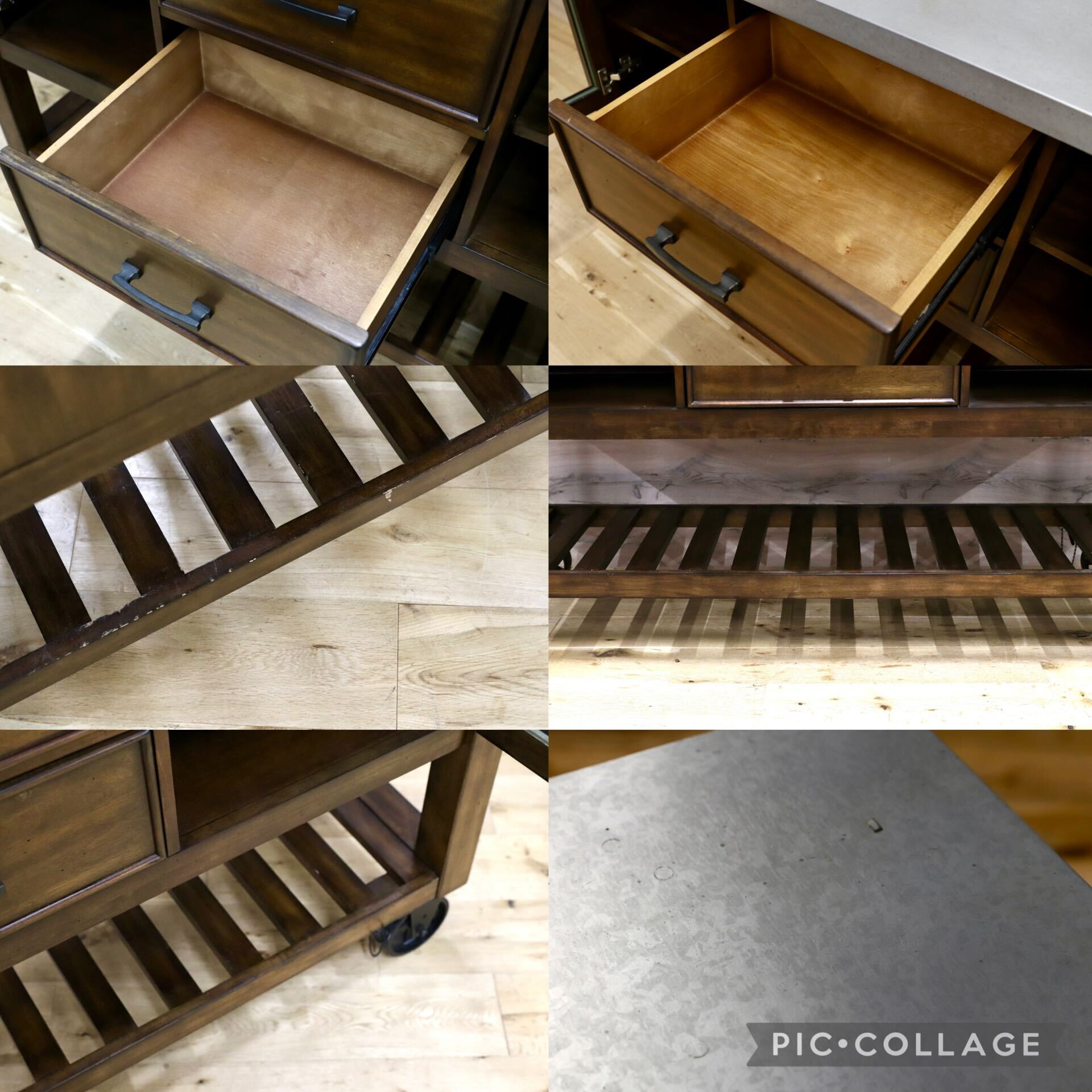 GMJK64○Bayside Furnishings キッチンアイランド カート キャスター付き カフェスタイル インダストリアル 収納家具