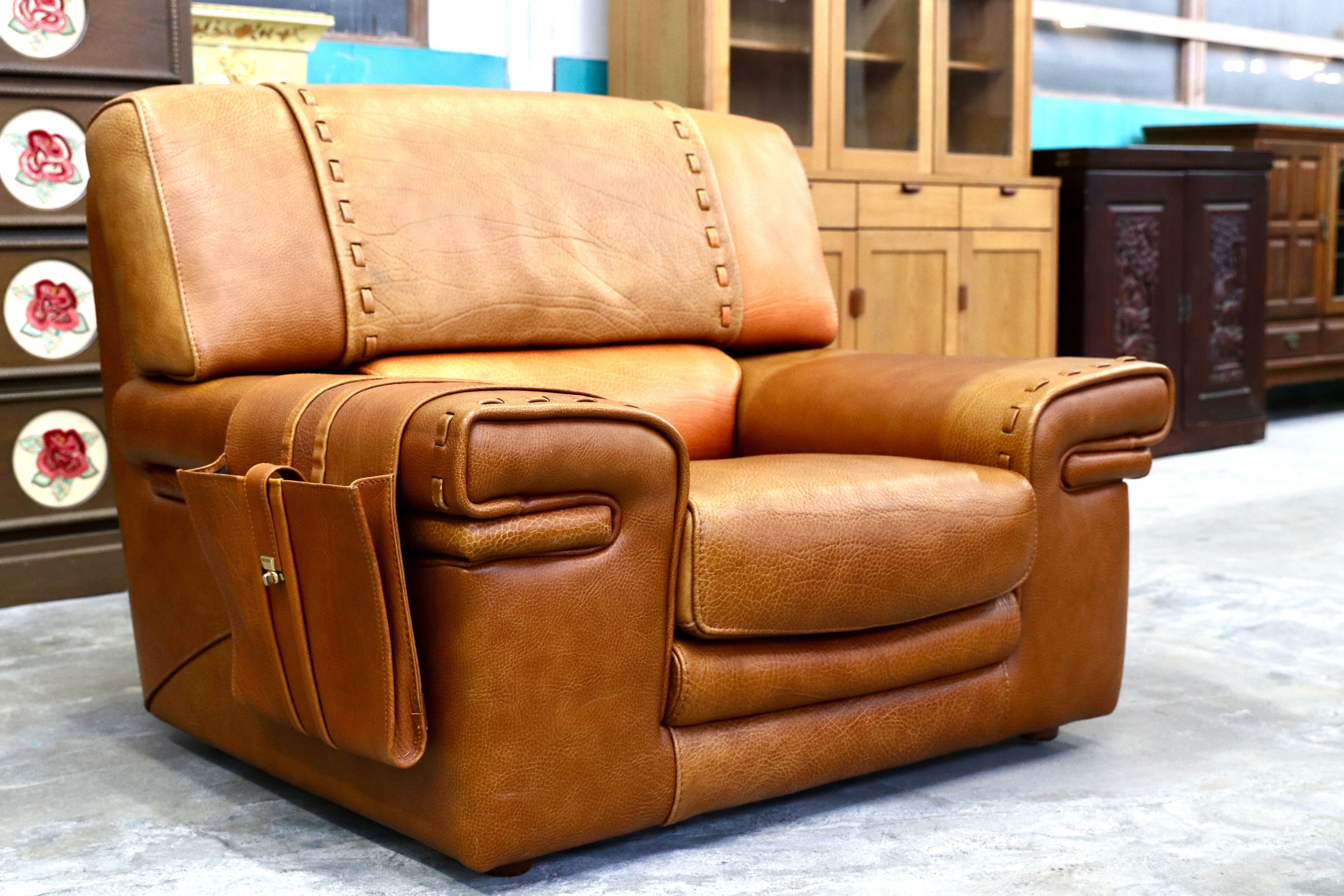 GMIK148○formenti / フォルメンティ イタリア製 最高級 ラグジュアリー シングルソファ 厚手本革 ブラウン ユーロカーサ取扱 約70万