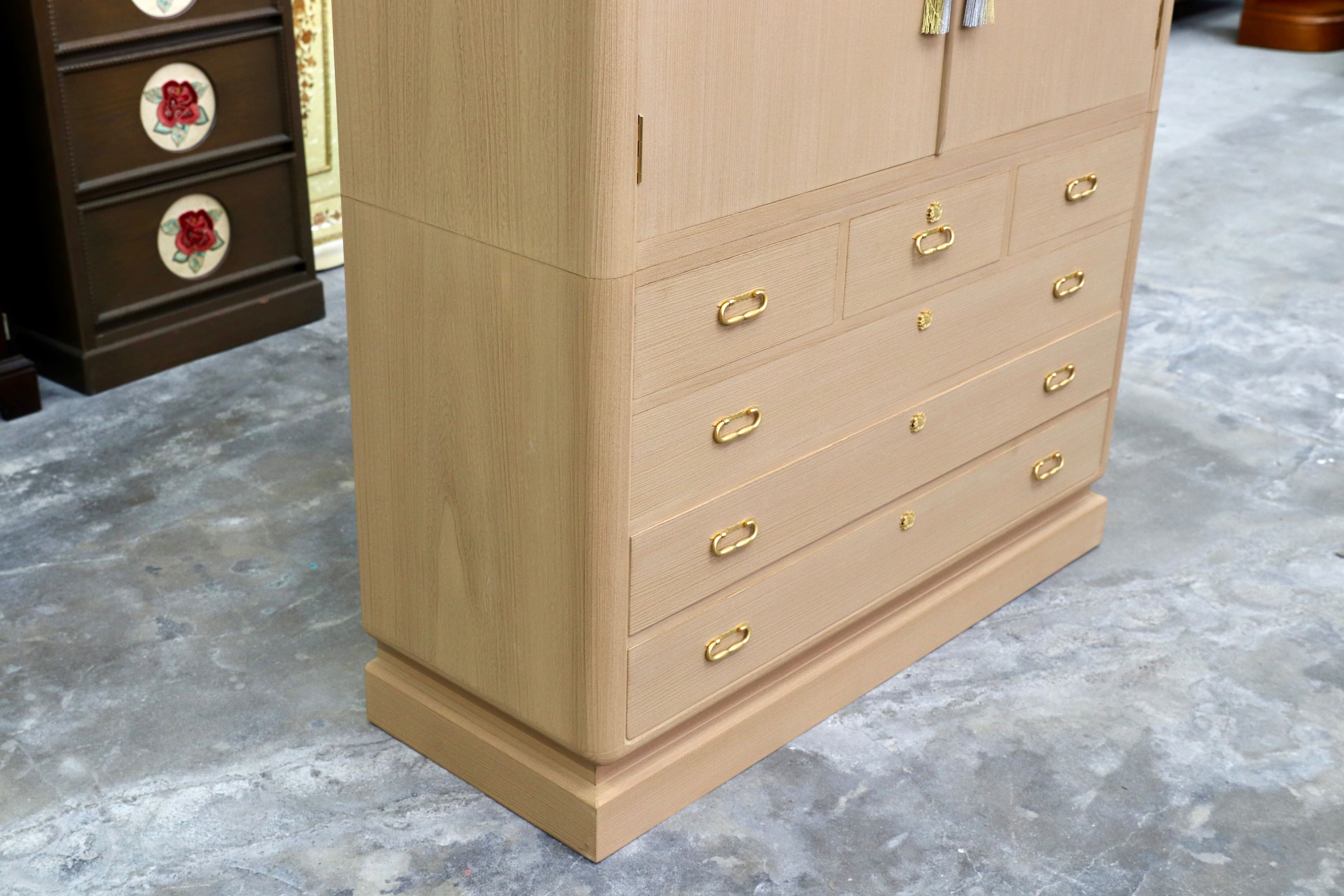 GMIS313○伝統工芸士 岡本国昭 紀州箪笥 和箪笥 着物箪笥 作家物 桐箪笥 和室 衣装箪笥 座敷 最高級 家具