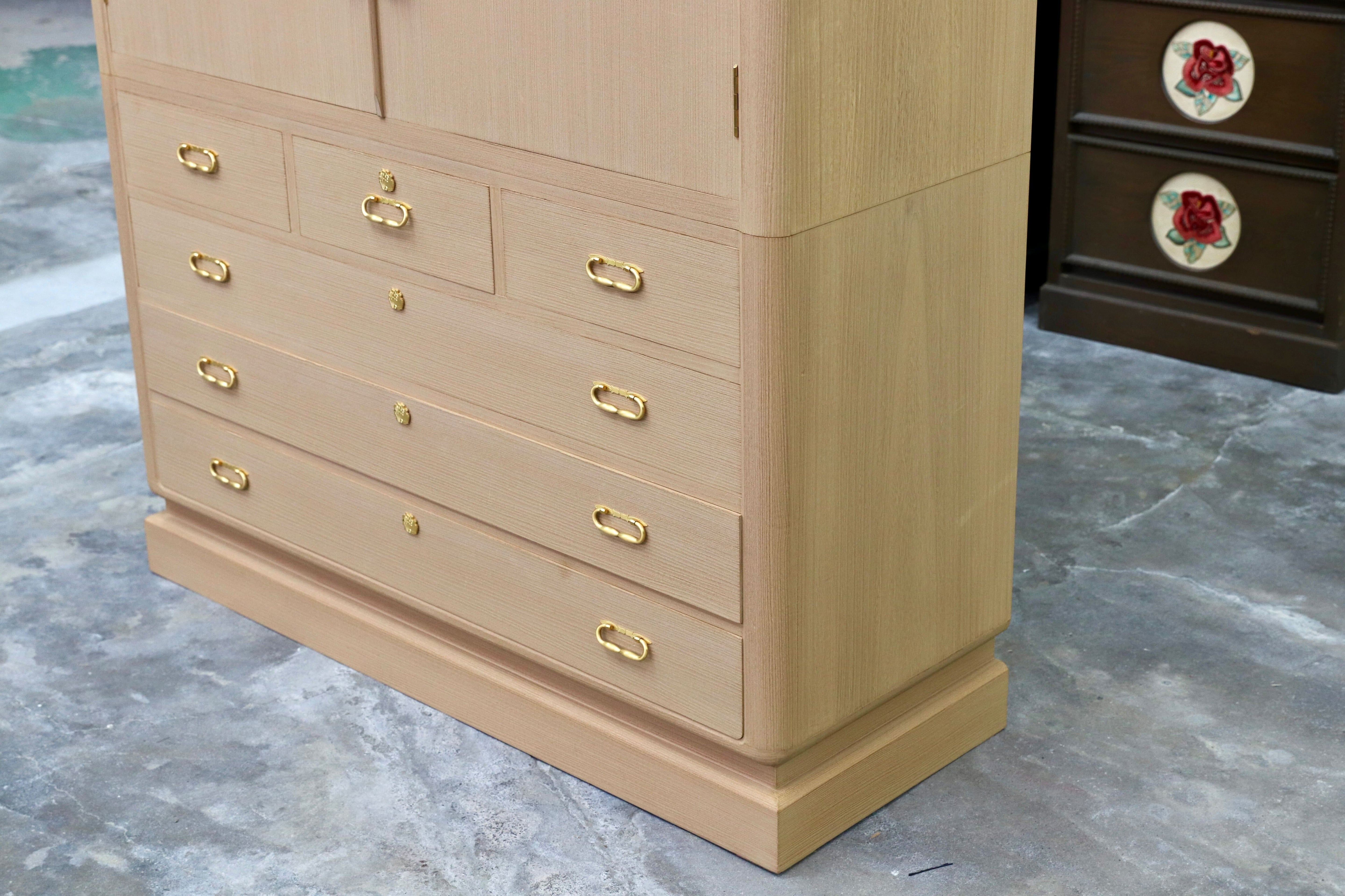 GMIS313○伝統工芸士 岡本国昭 紀州箪笥 和箪笥 着物箪笥 作家物 桐箪笥 和室 衣装箪笥 座敷 最高級 家具