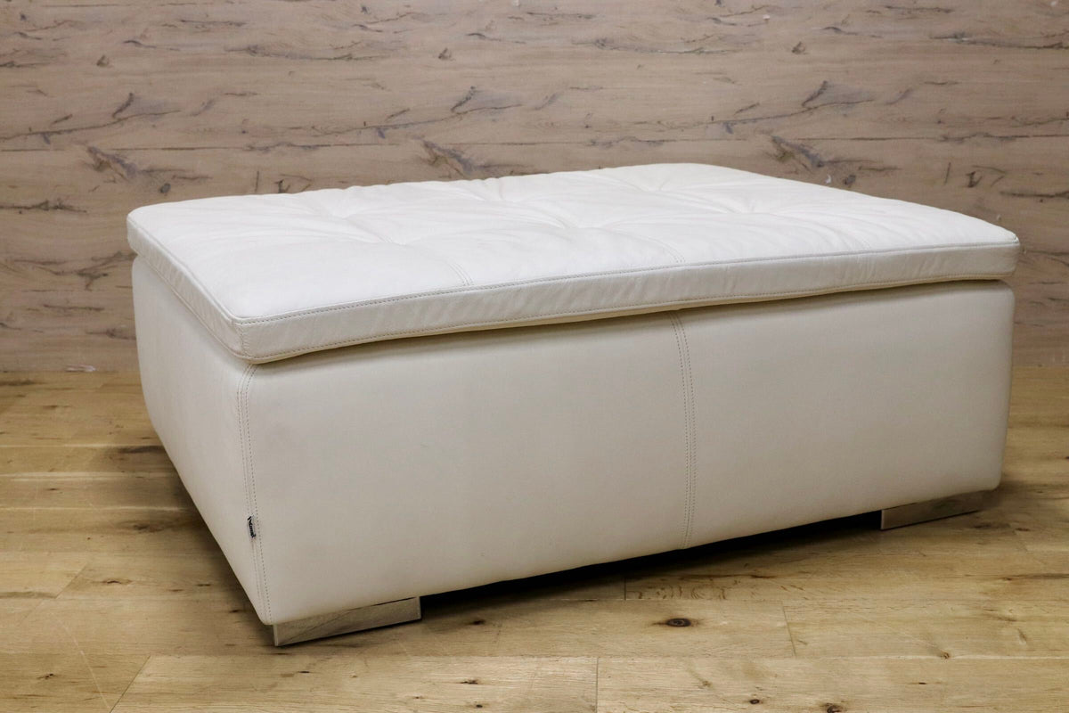 GMJS281○BoConcept / ボーコンセプト Mezzo メッツォ オットマン スツール 総本革 レザー ホワイト 北欧モダン デンマーク 約17万