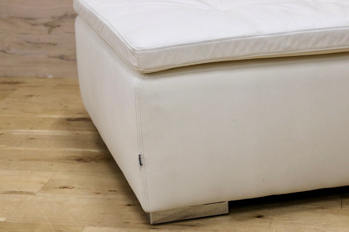 GMJS281○BoConcept / ボーコンセプト Mezzo メッツォ オットマン スツール 総本革 レザー ホワイト 北欧モダン デンマーク 約17万