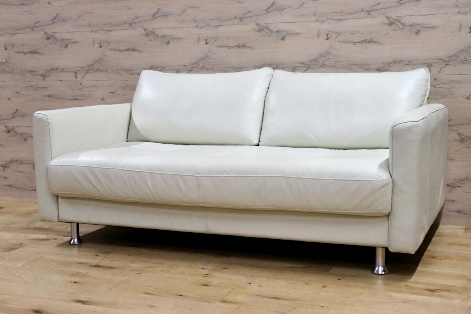 GMIH295○dinos / ディノス LX 2人掛けソファ ラブソファ 長椅子 本革 オフホワイト モダン スタイリッシュ 約18万 美品