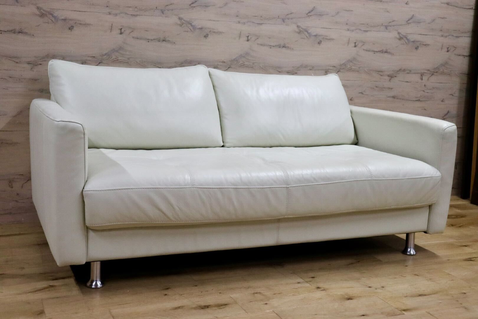 GMIH295○dinos / ディノス LX 2人掛けソファ ラブソファ 長椅子 本革 オフホワイト モダン スタイリッシュ 約18万 美品