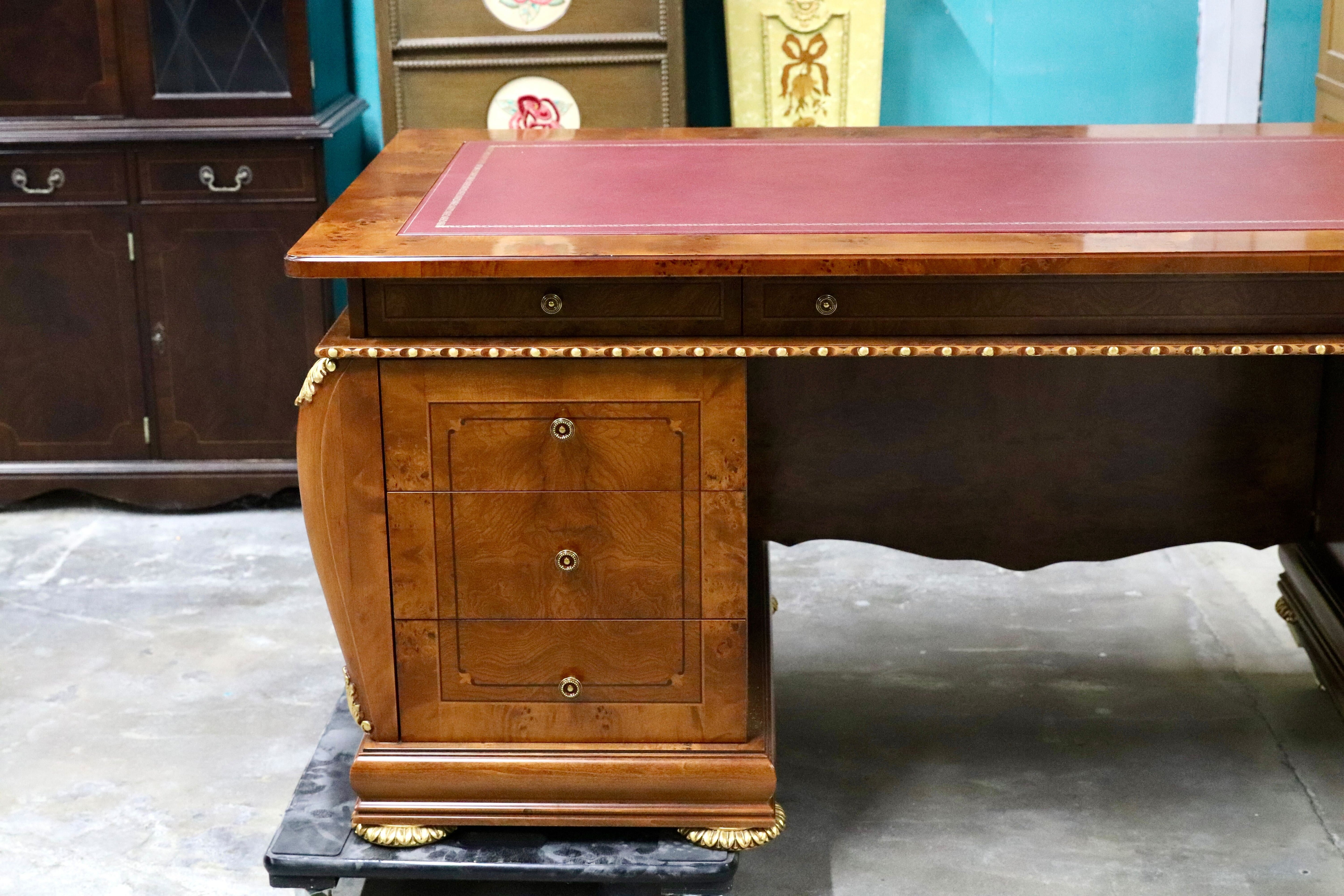 GMIK577○イタリア製 プレジデントデスク 両袖机 デスク 社長机 役員机 書斎机 クラシック ロココ調 バロック様式 最高級 店舗什器