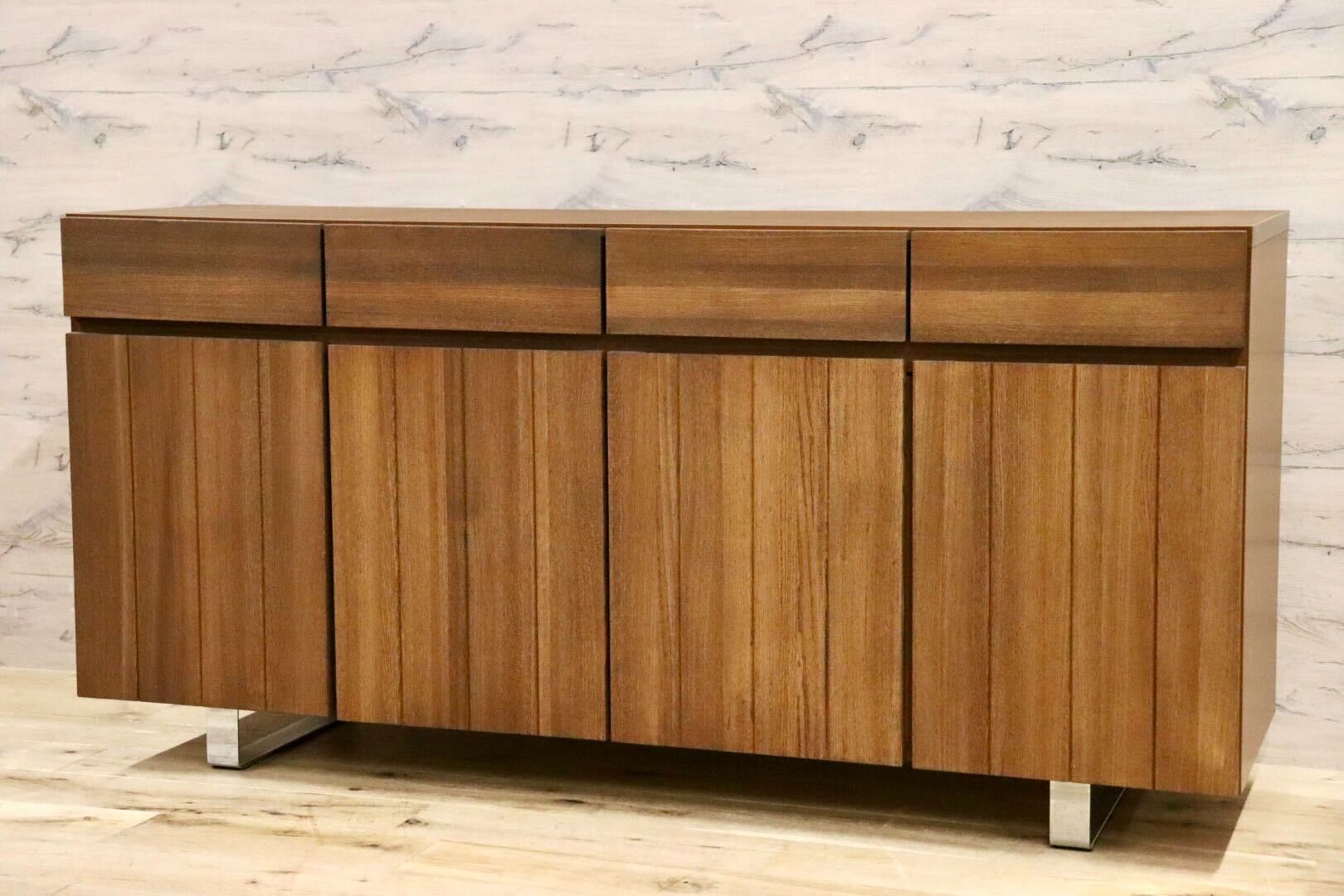 □飛騨産業□サイドキャビネット サイドボード 和モダン 引き戸 収納棚