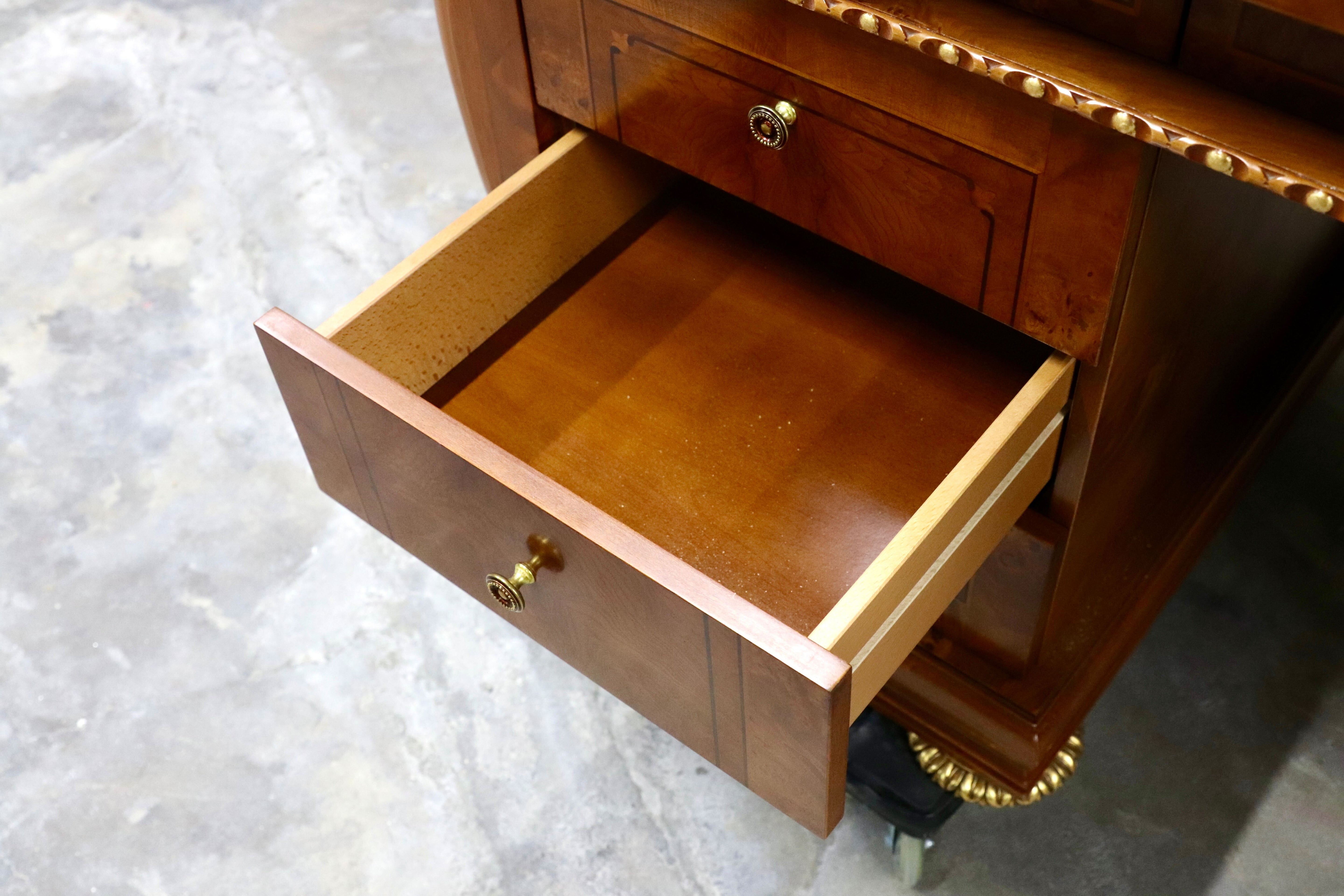 GMIK577○イタリア製 プレジデントデスク 両袖机 デスク 社長机 役員机 書斎机 クラシック ロココ調 バロック様式 最高級 店舗什器