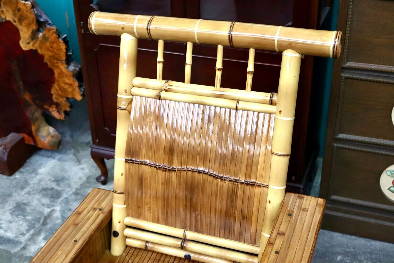 GMIH428○梅里竹芸 1人掛けソファ アームチェア 左高タイプ 高級 真竹 伝統工芸品 キャスター付き 健康椅子 和モダン 定価約25万