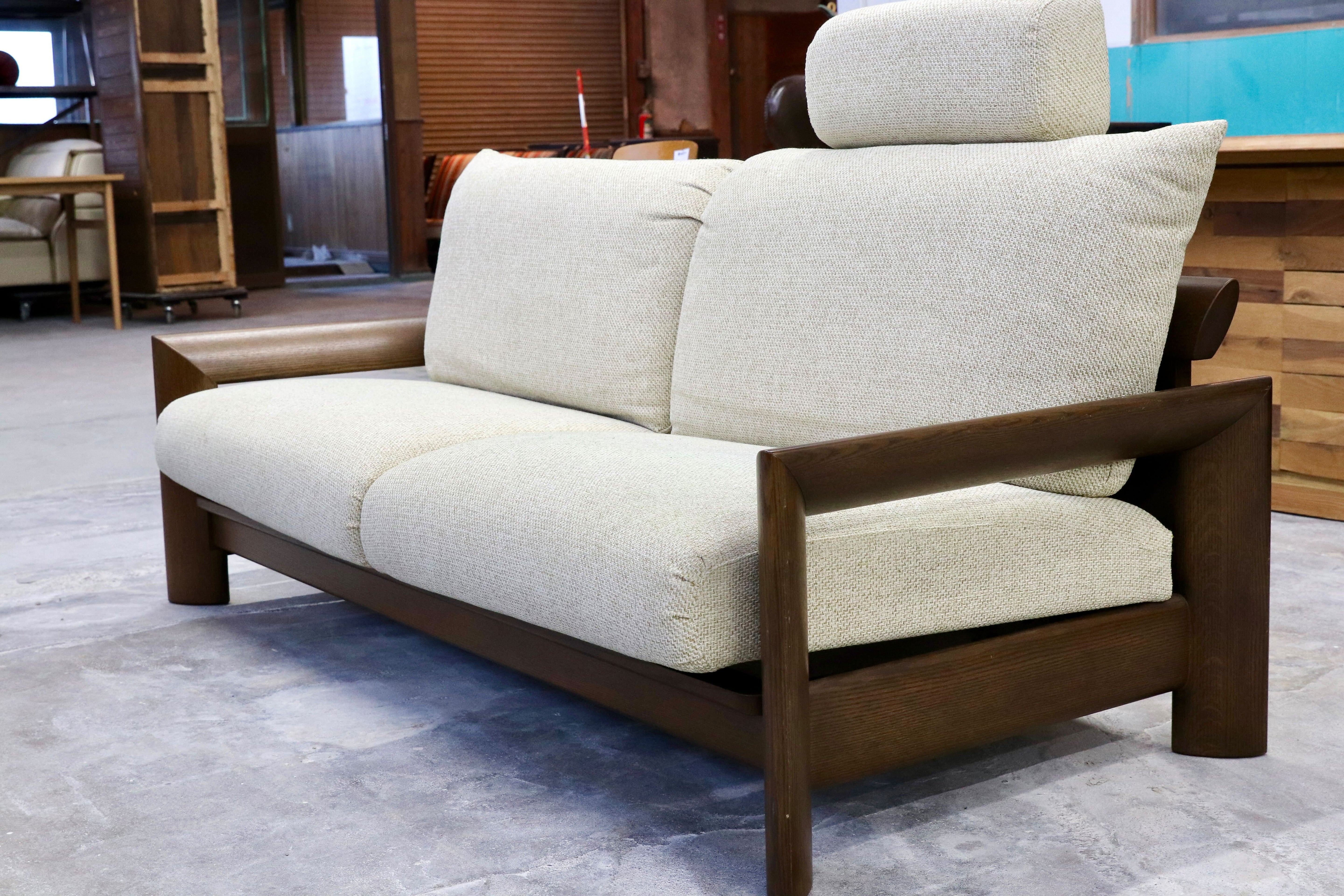 GMHN326○shirakawa / シラカワ レンブラント 2.5人掛けソファ ラブソファ 飛騨家具 ACTUS アクタス オーク無垢材 定価約35万 展示品