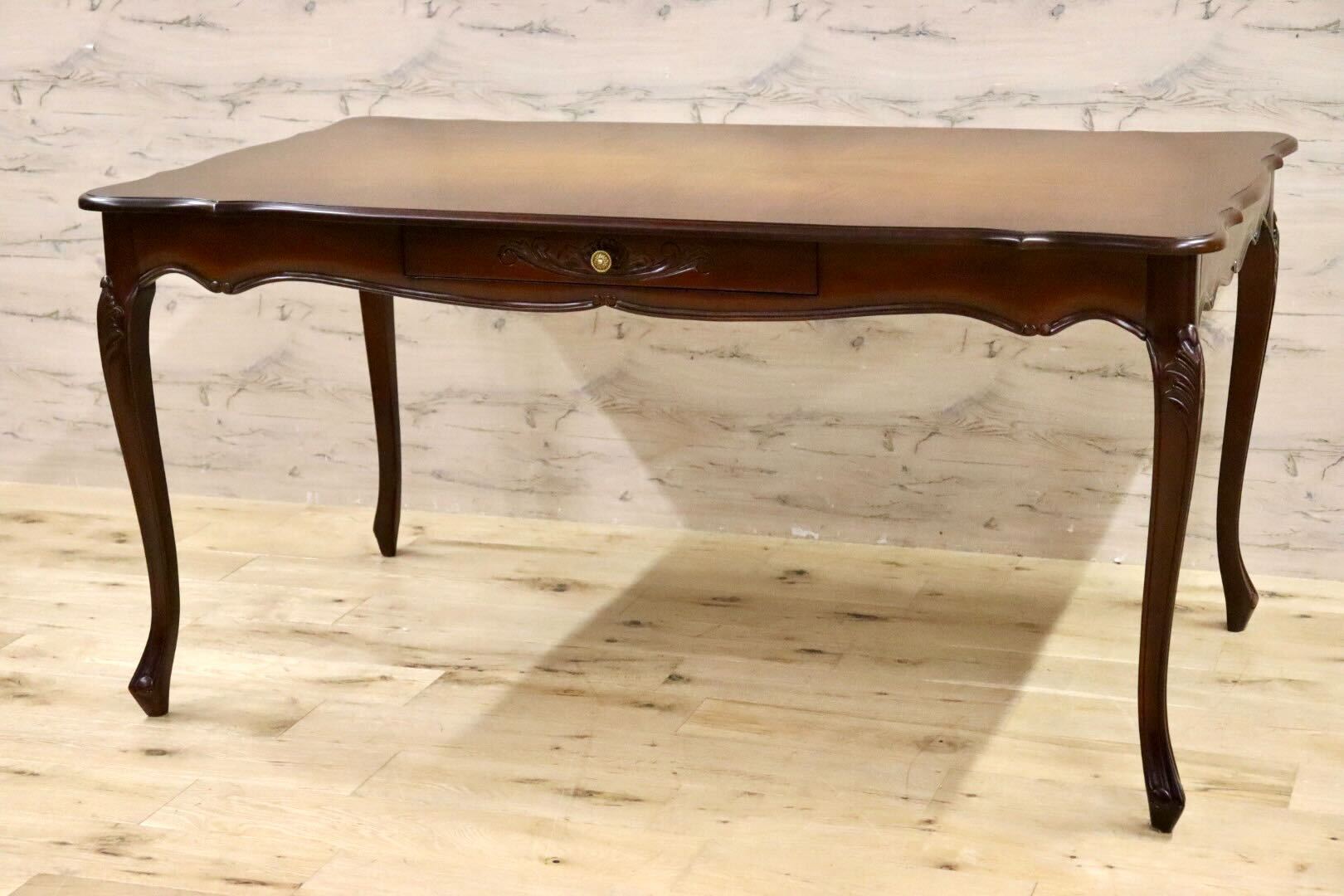 マホガニー　ダイニングテーブル　象嵌　食卓テーブル　食卓　机　アンティーク　猫脚 楽天市場】《11/27 1:59まで！P5倍×クーポン》【手彫り仕上げ】天然木