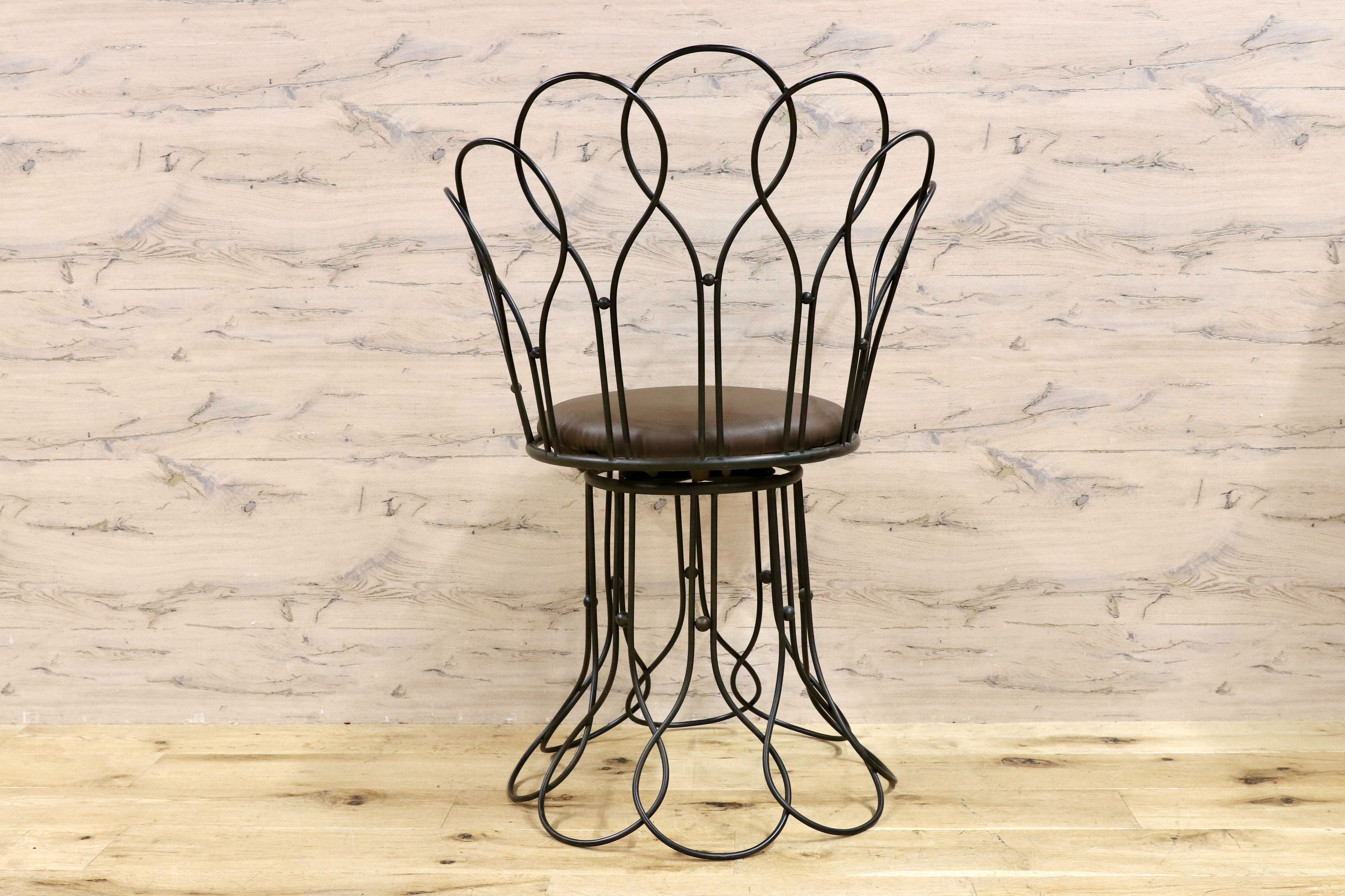 GMHS52A○トスカーナモデル メタルチェア 輸入家具 ヴィンテージ 回転チェア サイドチェア 店舗什器 インテリア オブジェ 合皮 約7.6万