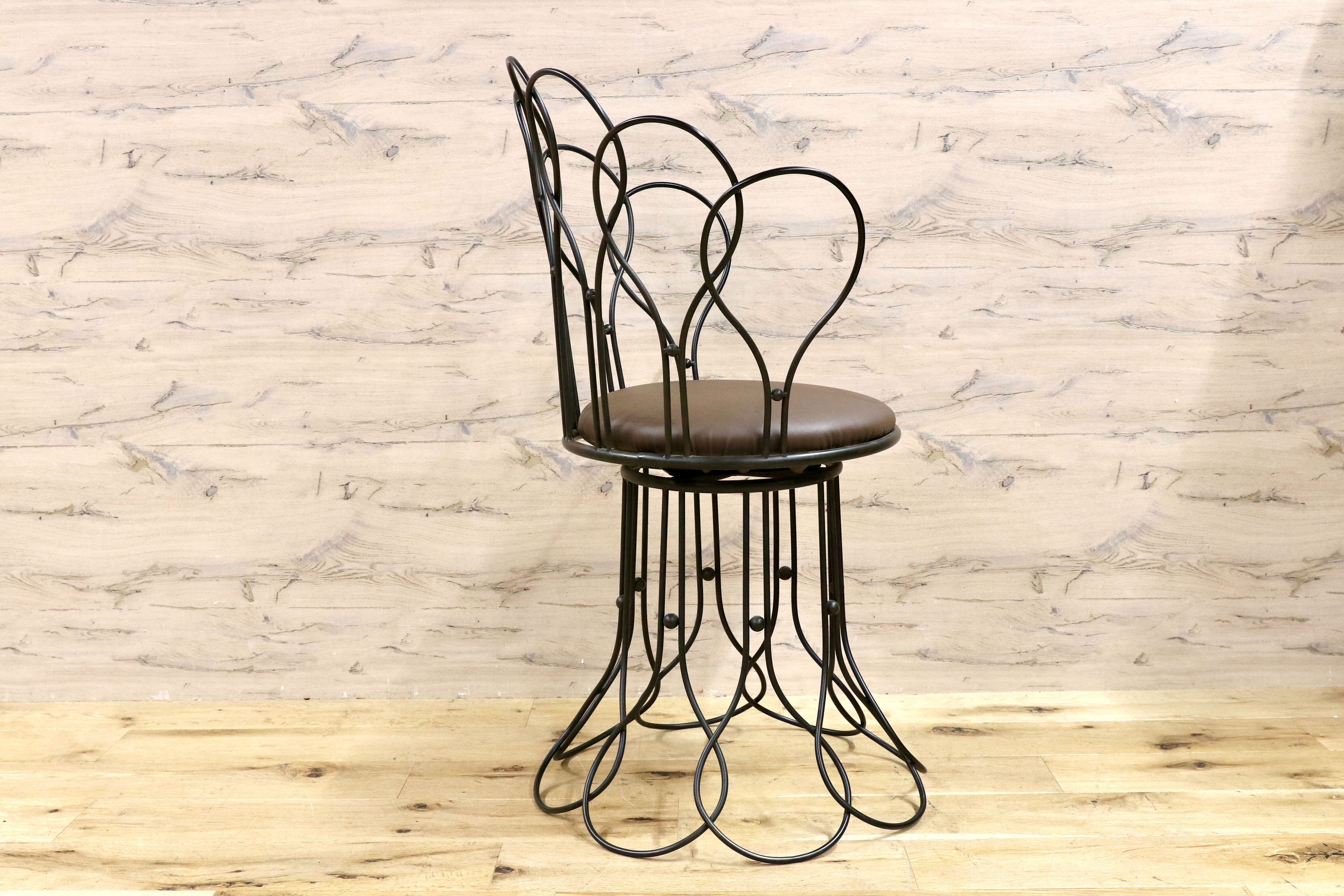 GMHS52A○トスカーナモデル メタルチェア 輸入家具 ヴィンテージ 回転チェア サイドチェア 店舗什器 インテリア オブジェ 合皮 約7.6万