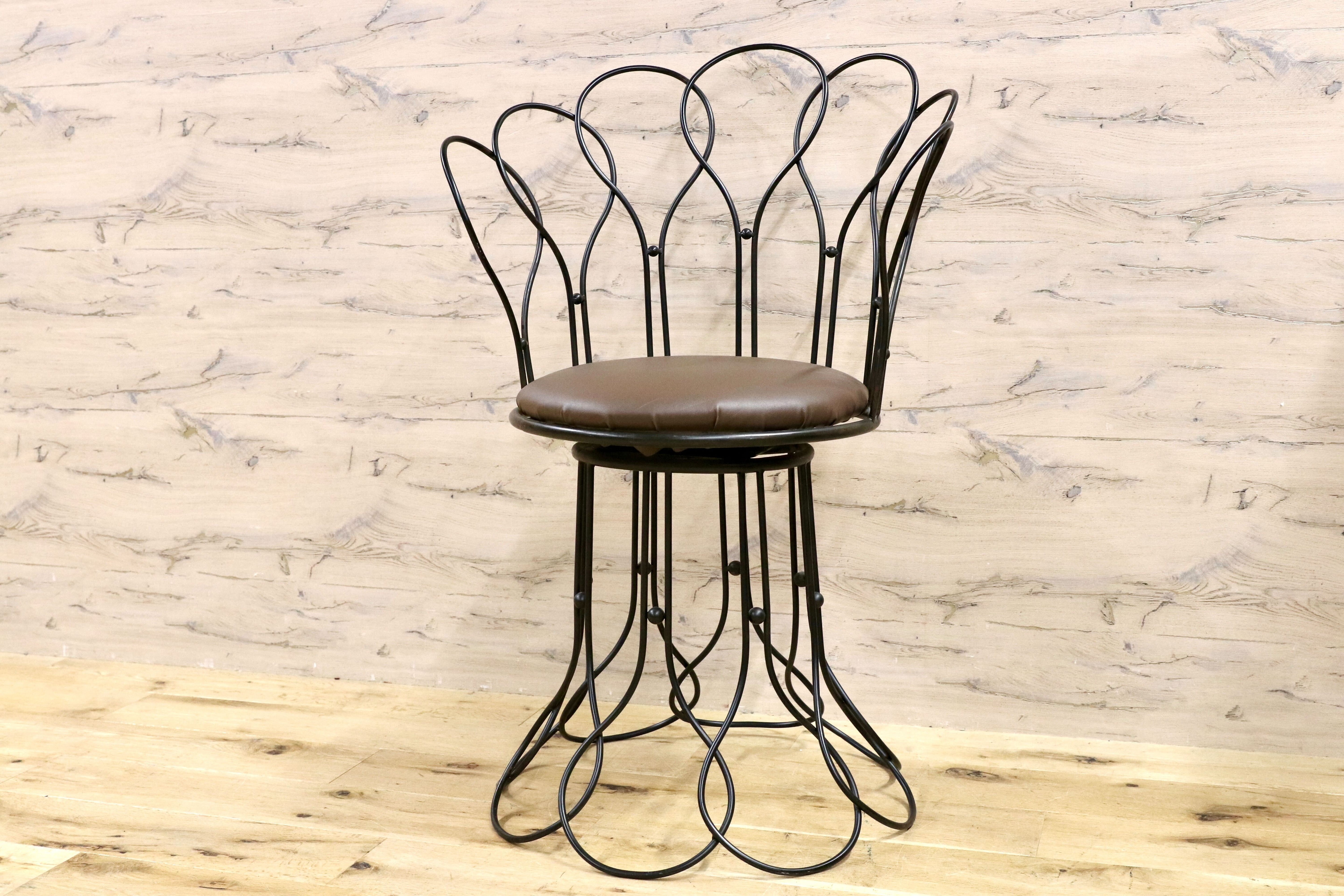 GMHS52B○トスカーナモデル メタルチェア 輸入家具 ヴィンテージ 回転チェア サイドチェア 店舗什器 インテリア オブジェ 合皮 約7.6万