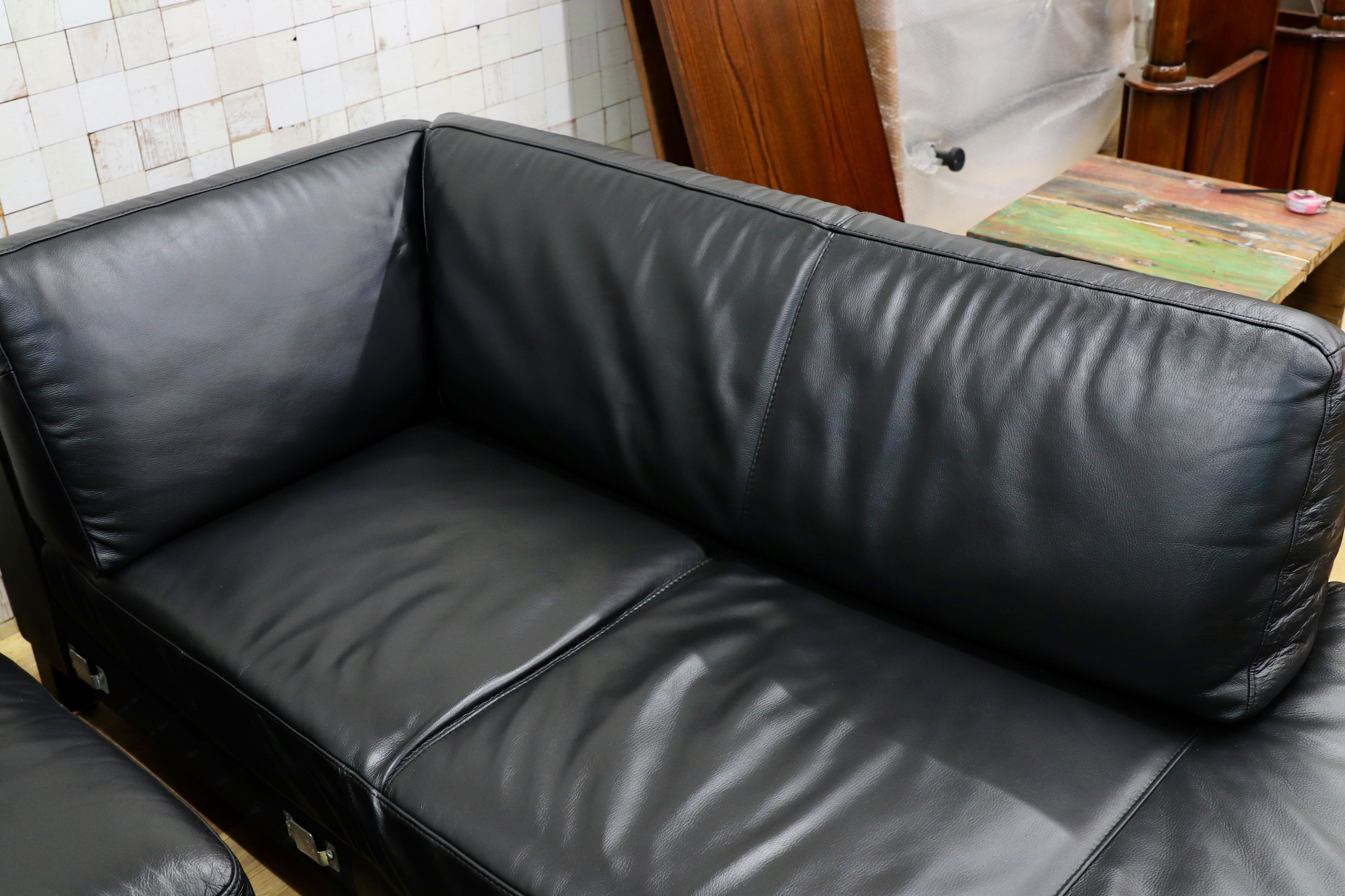 GMIH285○italsofa / イタルソファ 黒 本革 レザー イタリアモダン カウチソファ コーナーソファ ナツッジ スタイリッシュモダン