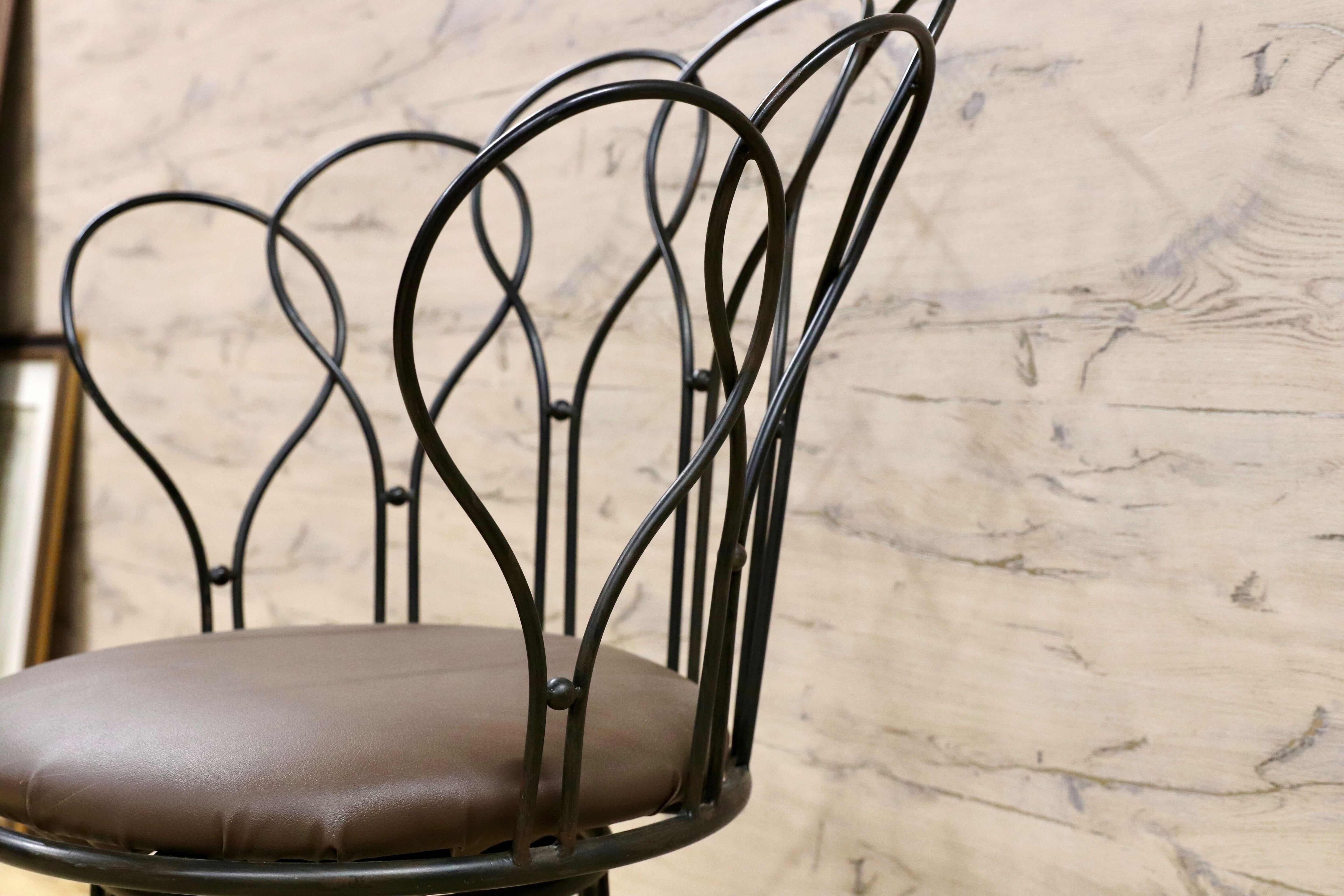 GMHS52B○トスカーナモデル メタルチェア 輸入家具 ヴィンテージ 回転チェア サイドチェア 店舗什器 インテリア オブジェ 合皮 約7.6万