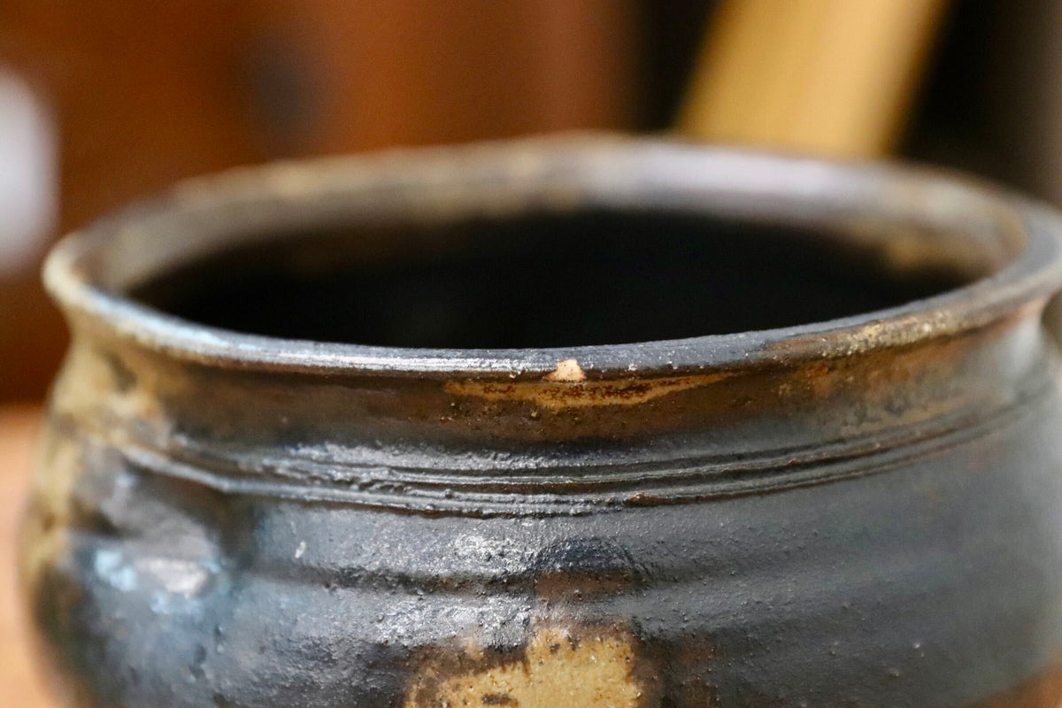 GMJH344C○備前焼 黒備前 茶碗 在銘 窯変 焼締め 茶道具 抹茶碗 茶器 古陶磁 古美術 民藝