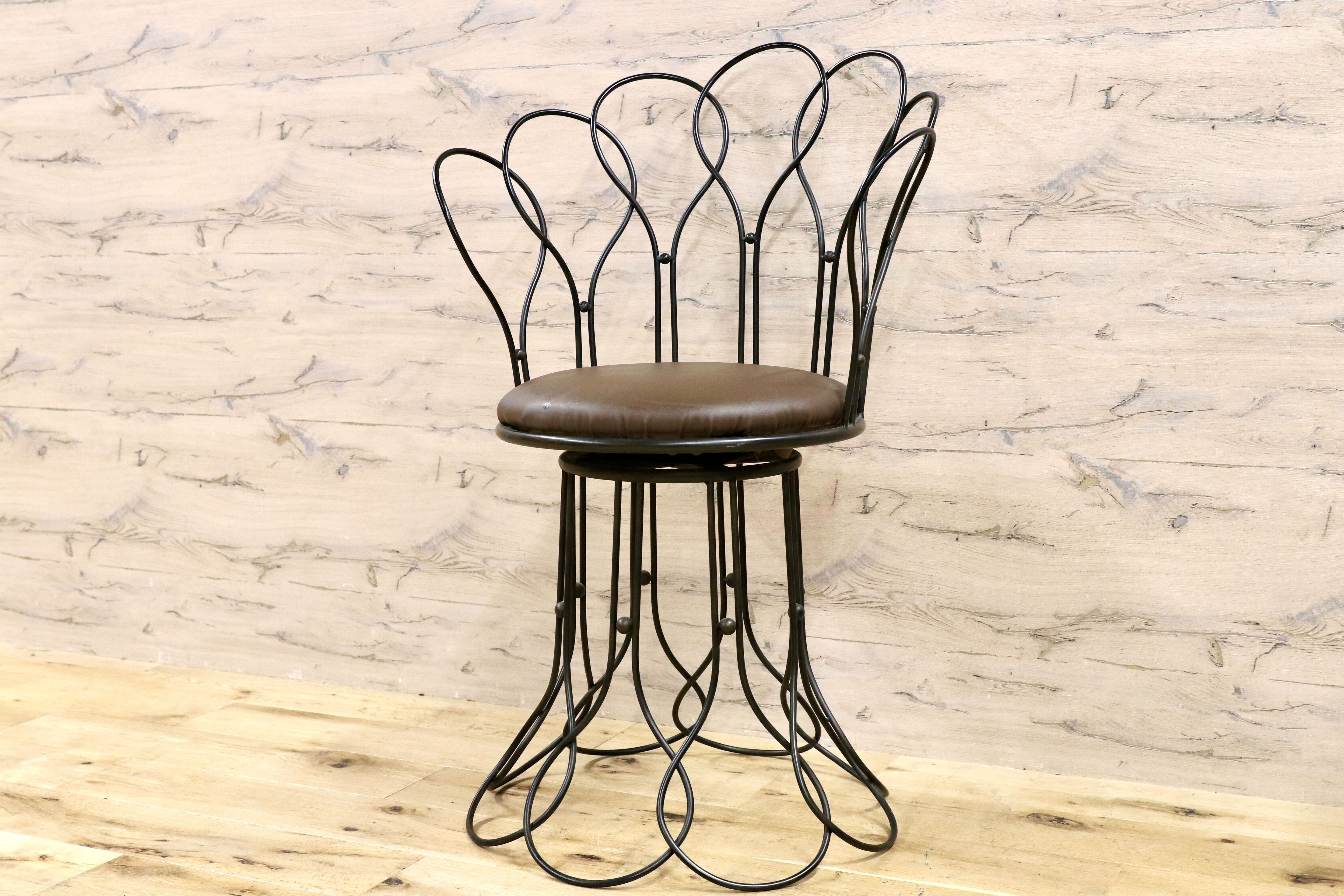 GMHS52C○トスカーナモデル メタルチェア 輸入家具 ヴィンテージ 回転チェア サイドチェア 店舗什器 インテリア オブジェ 合皮 約7.6万