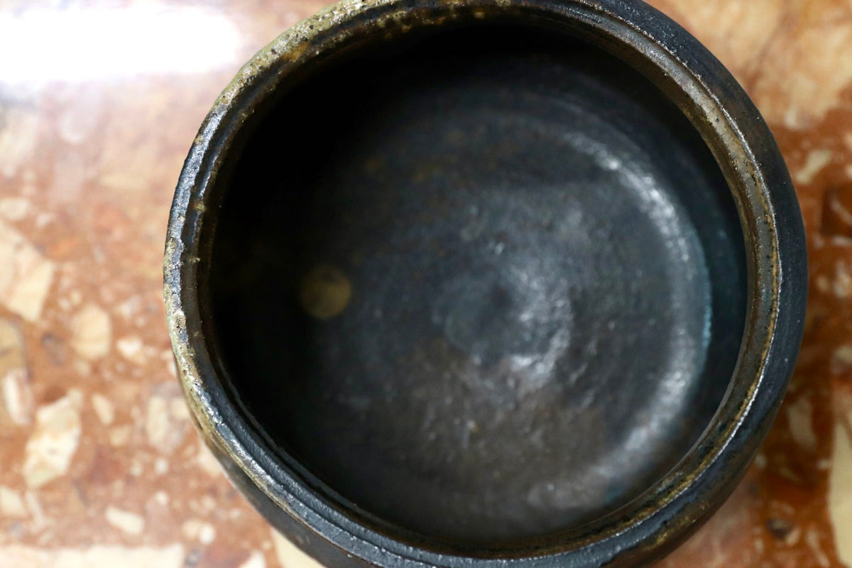 GMJH344C○備前焼 黒備前 茶碗 在銘 窯変 焼締め 茶道具 抹茶碗 茶器 古陶磁 古美術 民藝