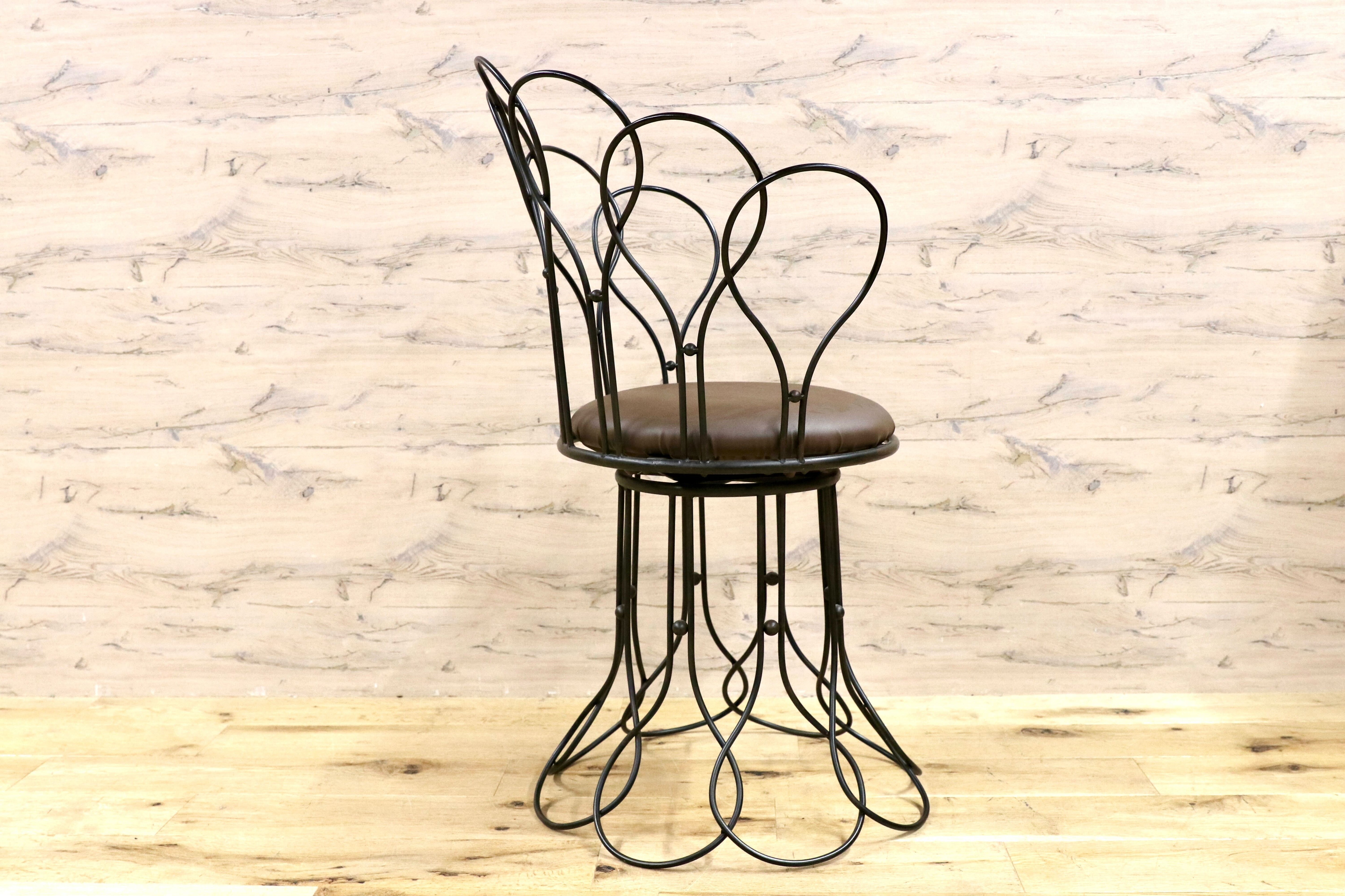 GMHS52C○トスカーナモデル メタルチェア 輸入家具 ヴィンテージ 回転チェア サイドチェア 店舗什器 インテリア オブジェ 合皮 約7.6万