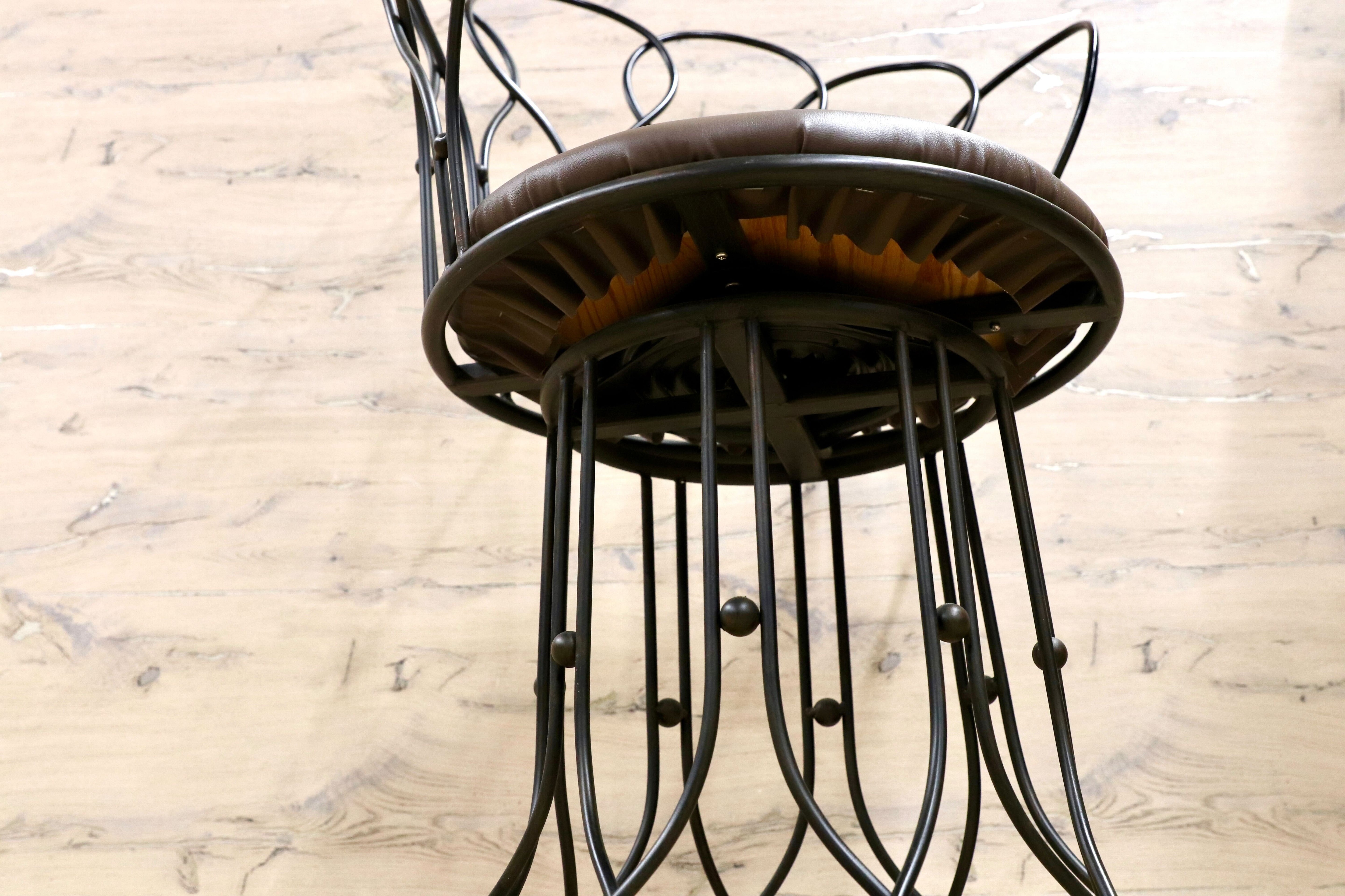 GMHS52C○トスカーナモデル メタルチェア 輸入家具 ヴィンテージ 回転チェア サイドチェア 店舗什器 インテリア オブジェ 合皮 約7.6万