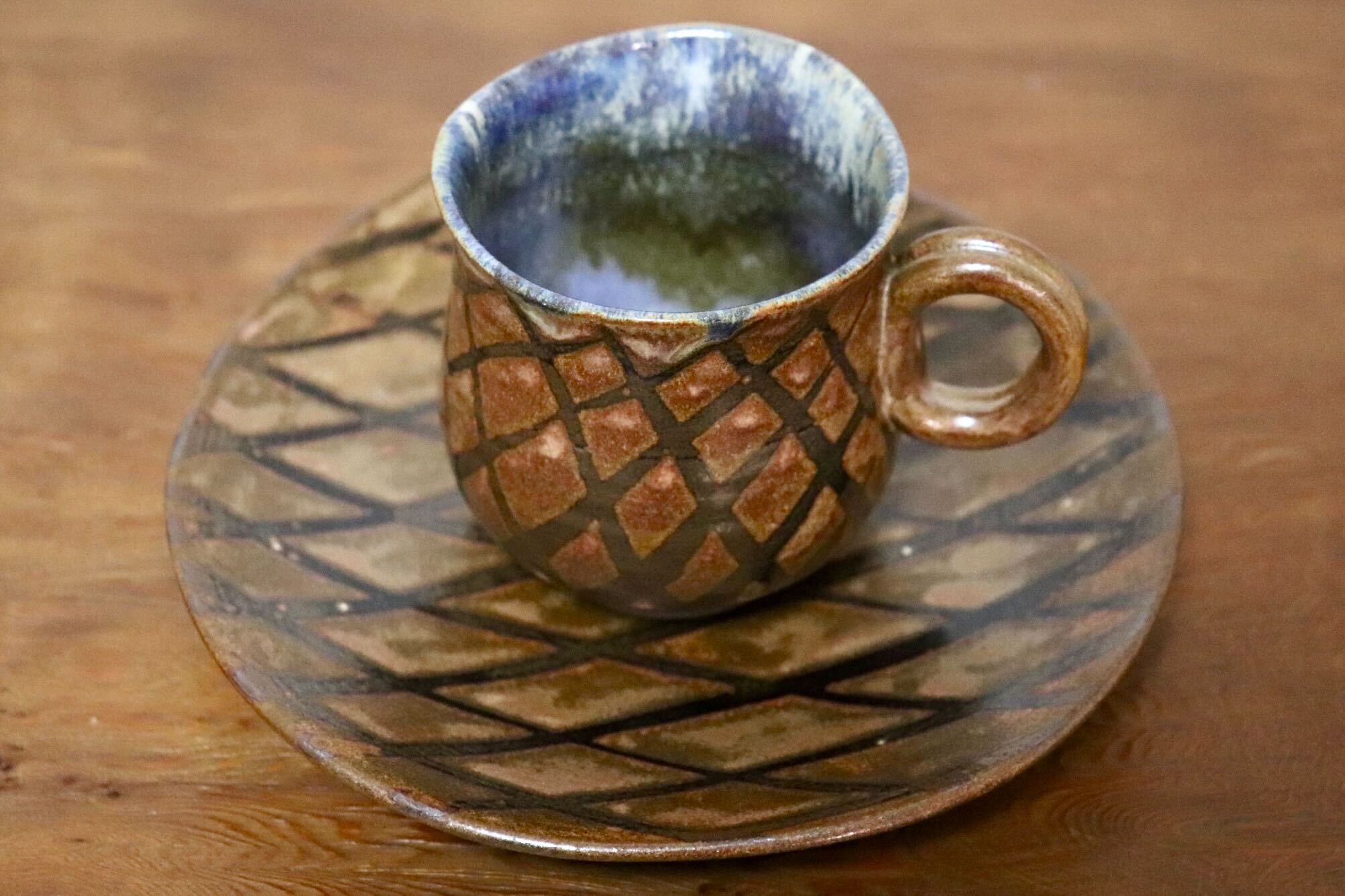 GMIO439A○千代市陶房 清水千代市 丹波焼 コーヒー碗皿 伝統工芸