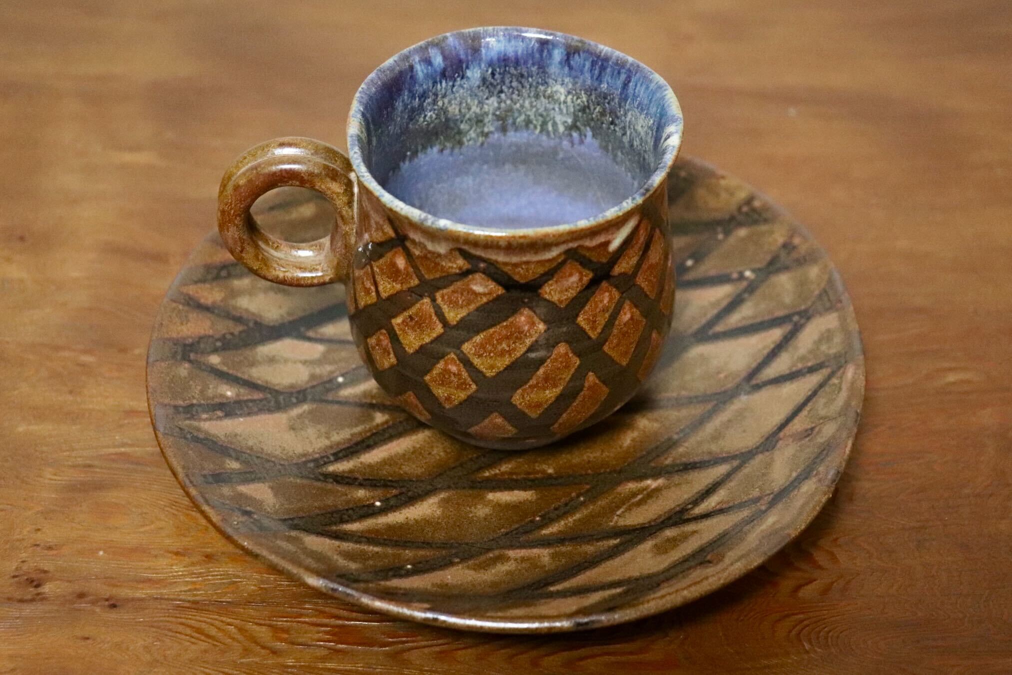 GMIO439A○千代市陶房 清水千代市 丹波焼 コーヒー碗皿 伝統工芸