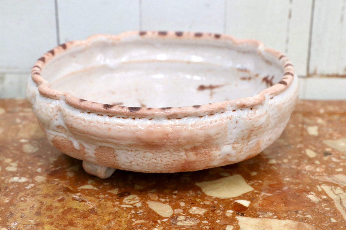 GMJH344D○水野澤三 陽山窯 志野 三足鉢 菓子器 谷耕月 書付 共箱 土岐市指定無形文化財保持者 茶道具