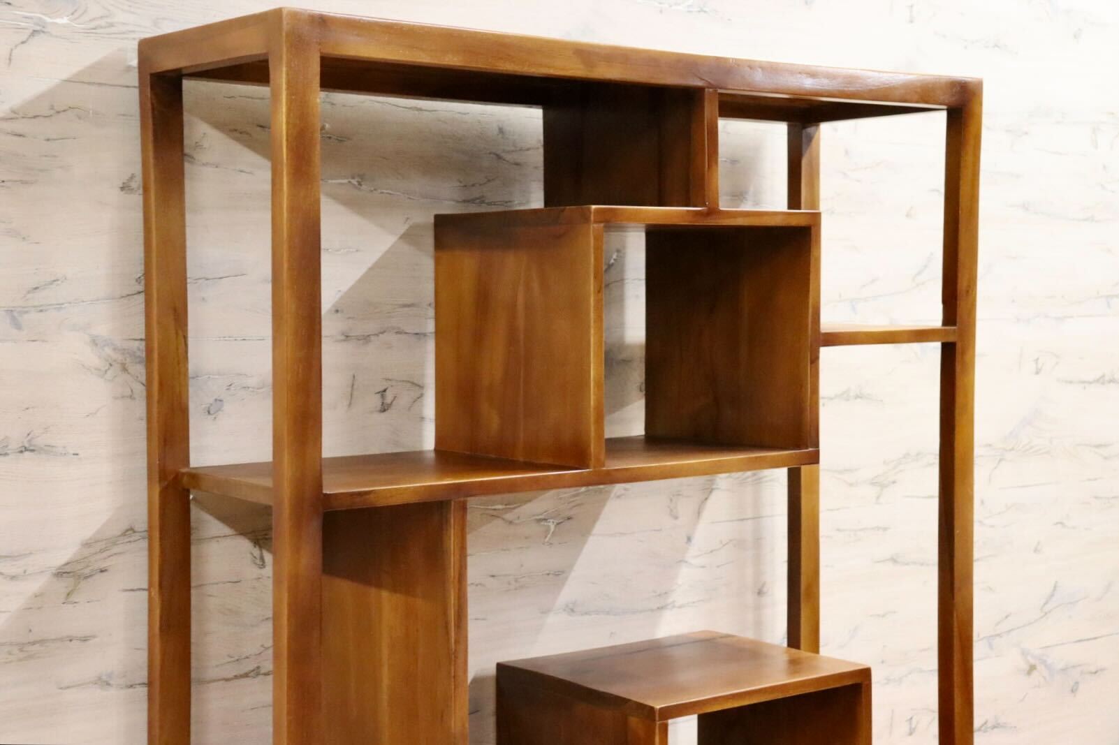 GMIH294○チーク無垢材 オープンシェルフ ラック 飾り棚 ディスプレイ棚 リビング収納 インテリア アジアン 店舗什器