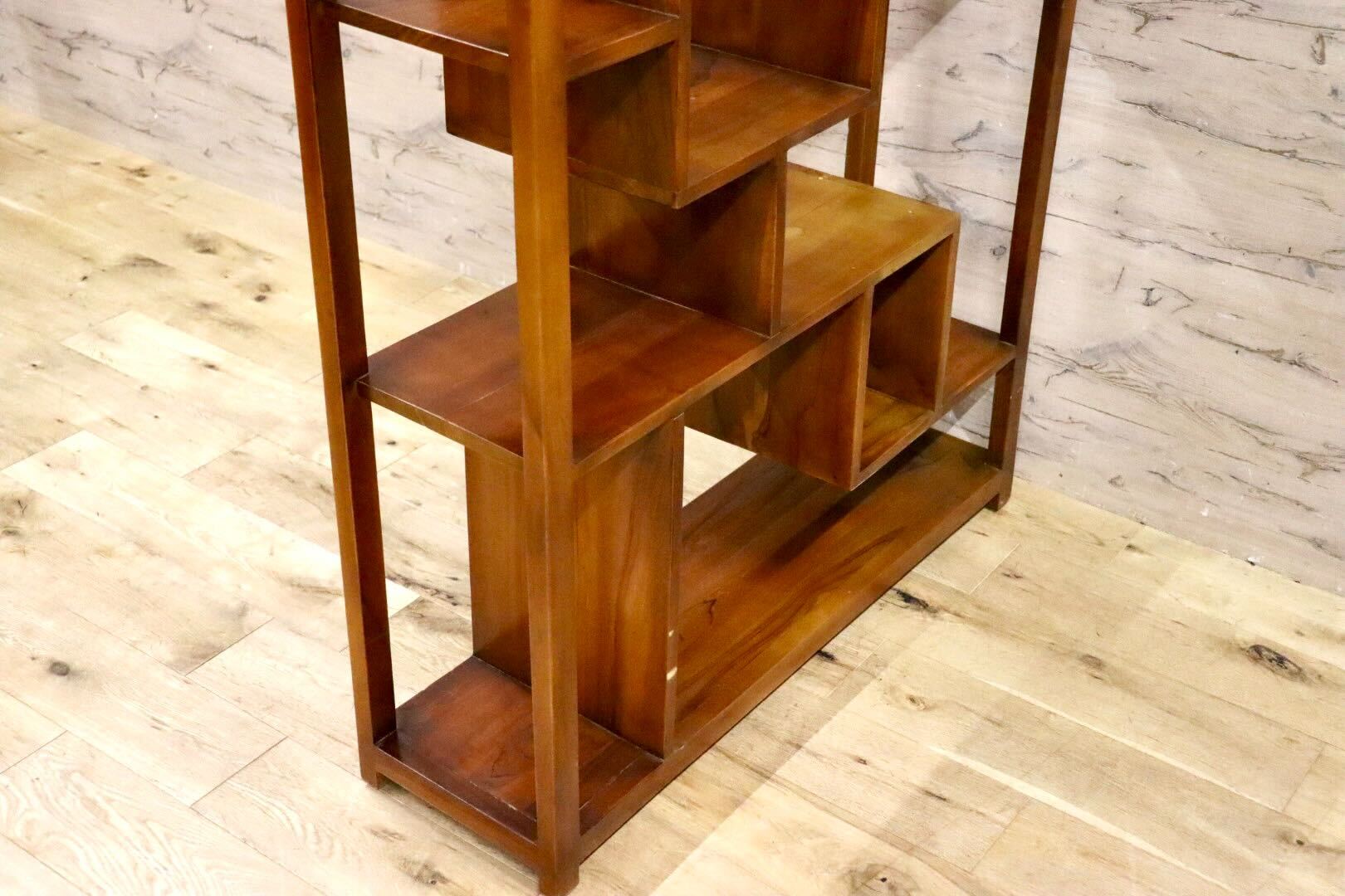 GMIH294○チーク無垢材 オープンシェルフ ラック 飾り棚 ディスプレイ棚 リビング収納 インテリア アジアン 店舗什器