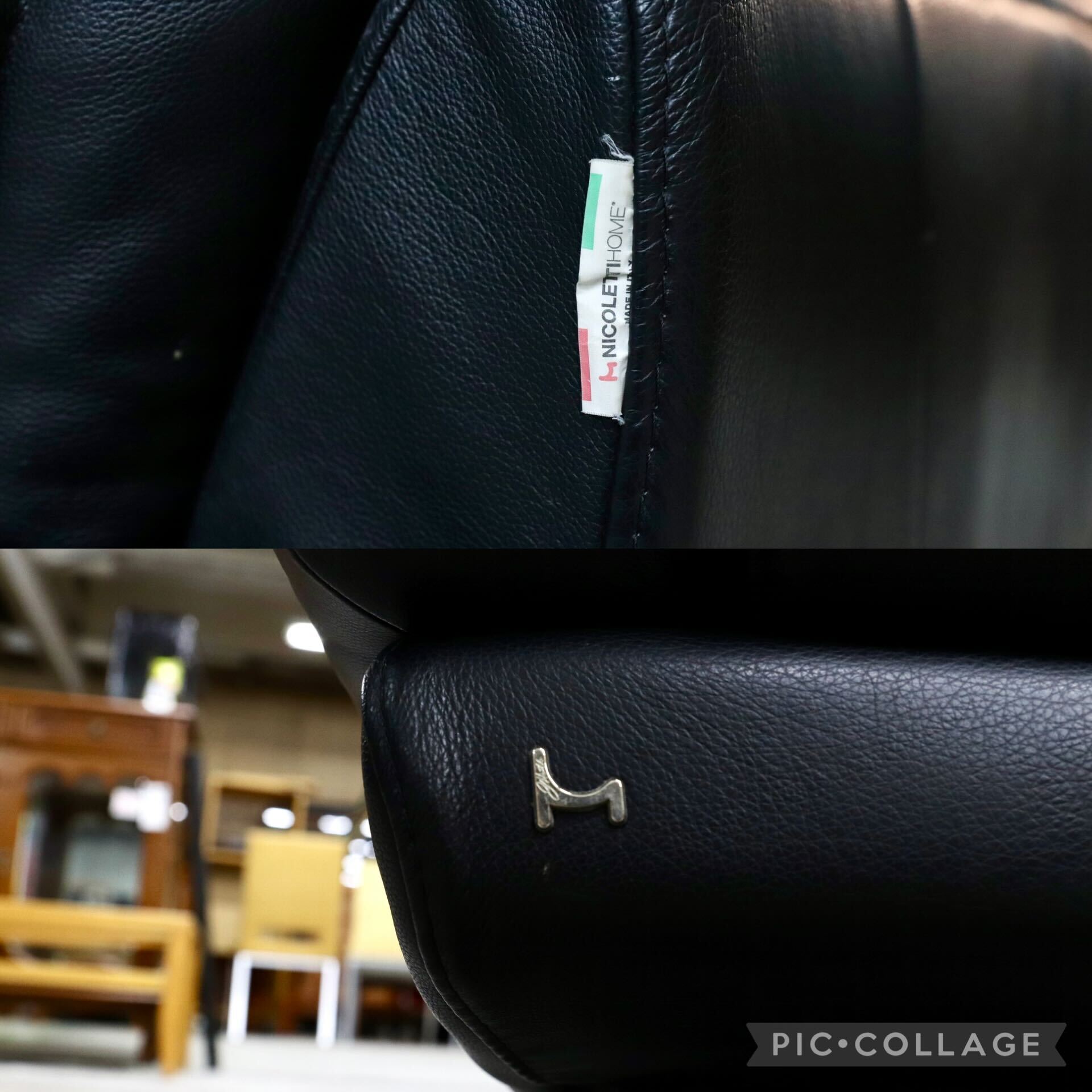GMIS257○NICOLETTI / ニコレッティ Success サクセス 3人掛けソファ トリプルソファ イタリア製 本革 ブラック 定価約55万