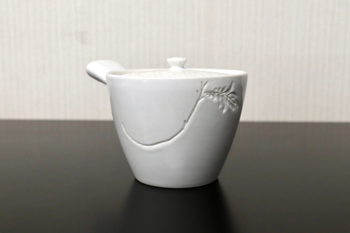 GMJH332AR◯急須 横手急須 煎茶器 茶銚 白磁急須 磁器急須 茶器 茶道具 和食器 陶器 在銘 和モダン