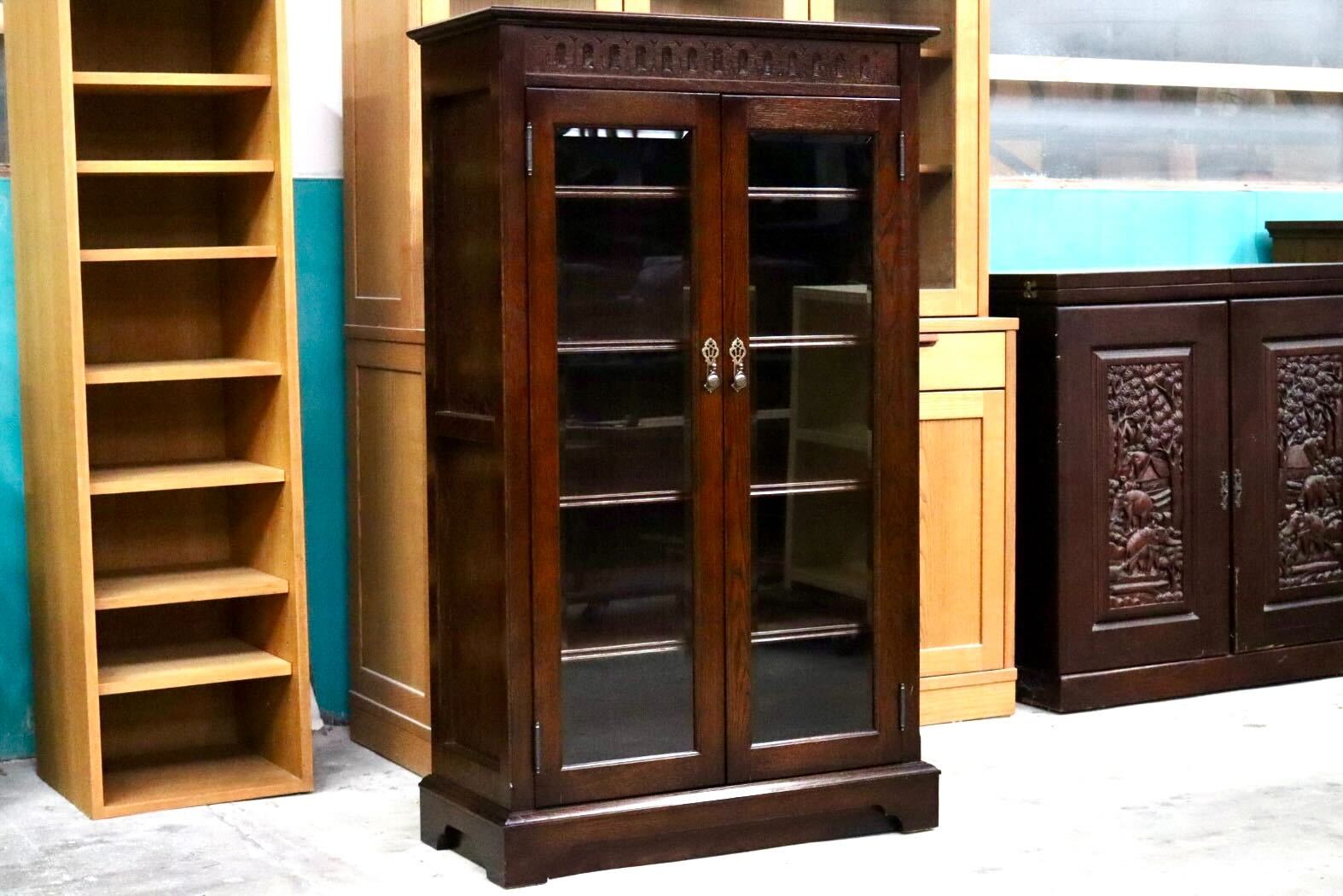 GMIS529○5段シェルフ 本棚 飾り棚 ブックシェルフ キャビネット リビング収納 木製 レトロ クラシック ヴィンテージ