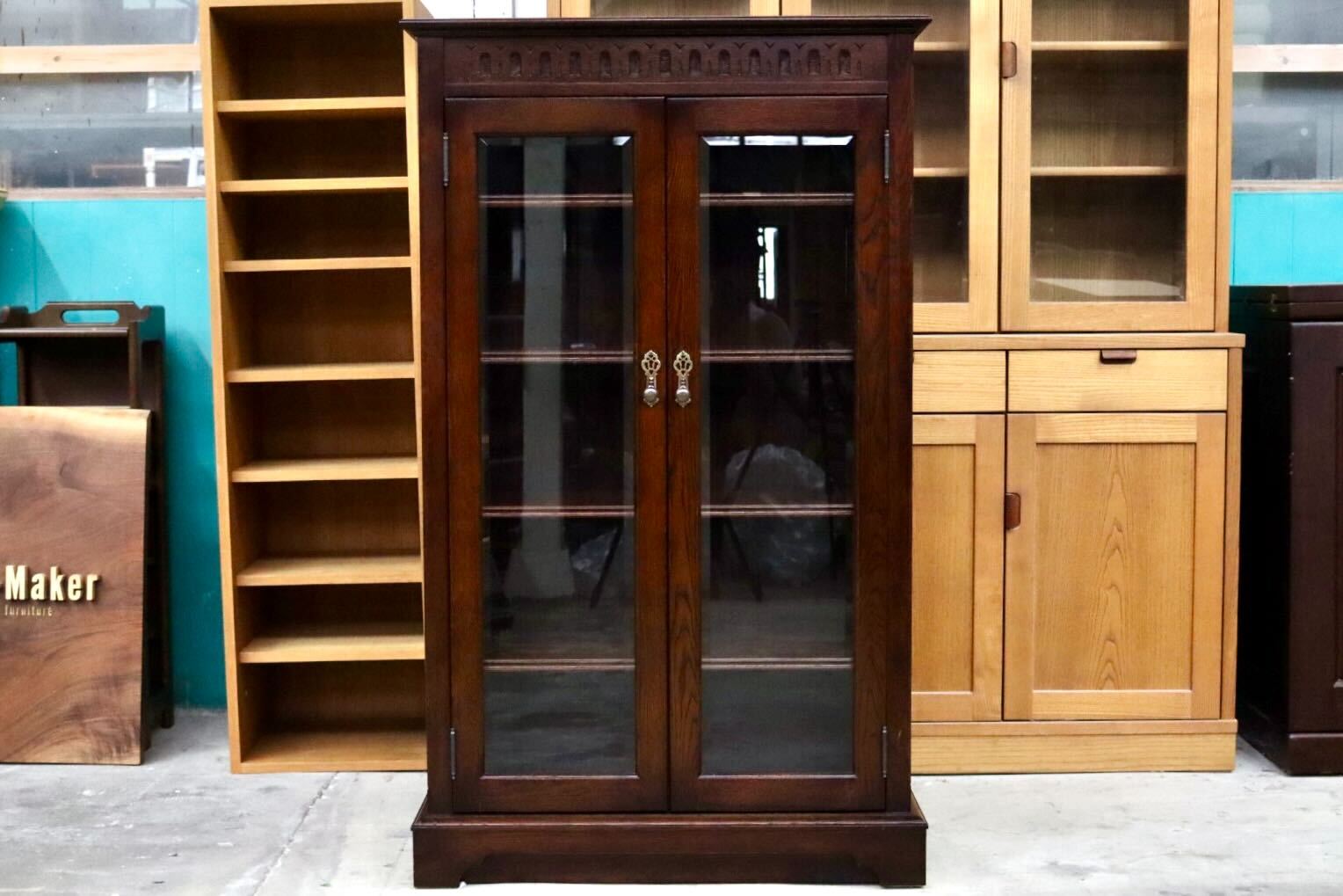 GMIS529○5段シェルフ 本棚 飾り棚 ブックシェルフ キャビネット リビング収納 木製 レトロ クラシック ヴィンテージ