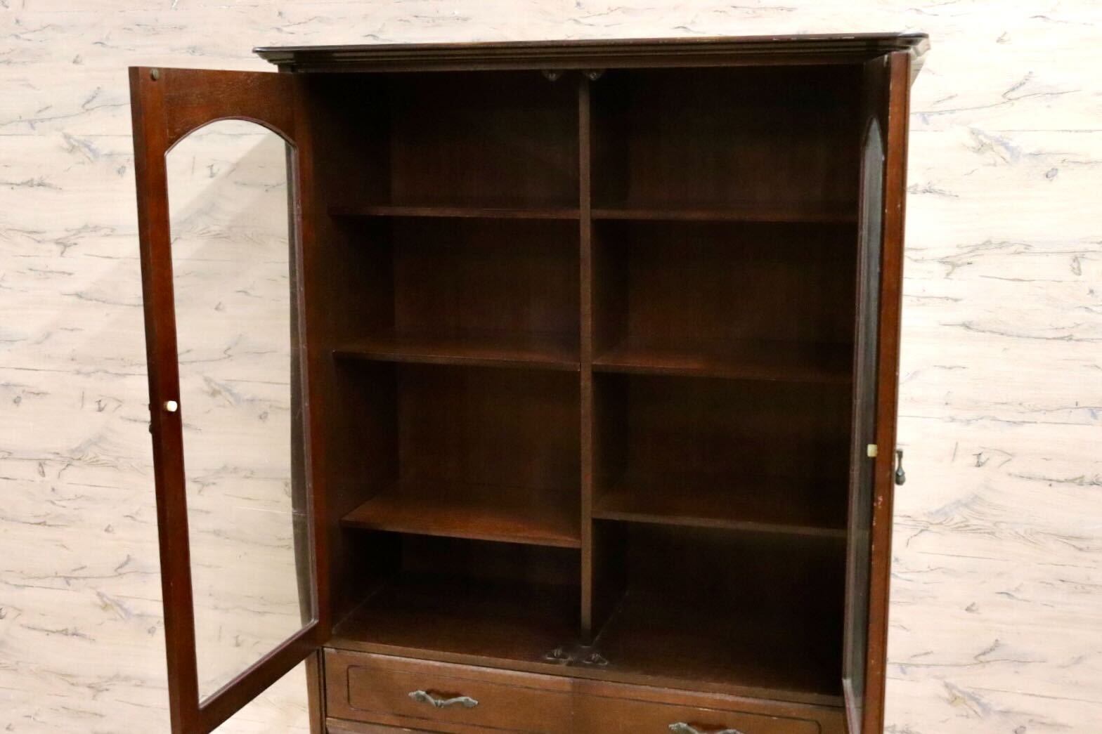 GMIH292○maruni / マルニ 飾り棚 キャビネット 本棚 食器棚 収納家具 ヨーロピアン クラシック オールドマルニ ヴィンテージ