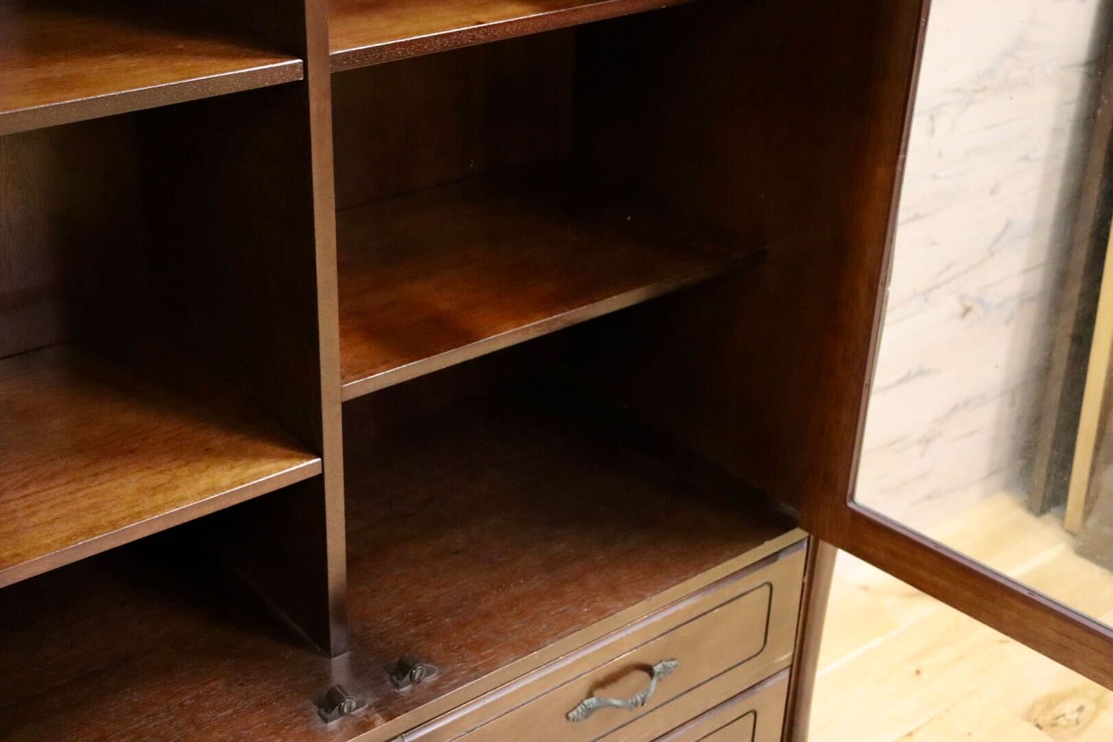 GMIH292○maruni / マルニ 飾り棚 キャビネット 本棚 食器棚 収納家具 ヨーロピアン クラシック オールドマルニ ヴィンテージ